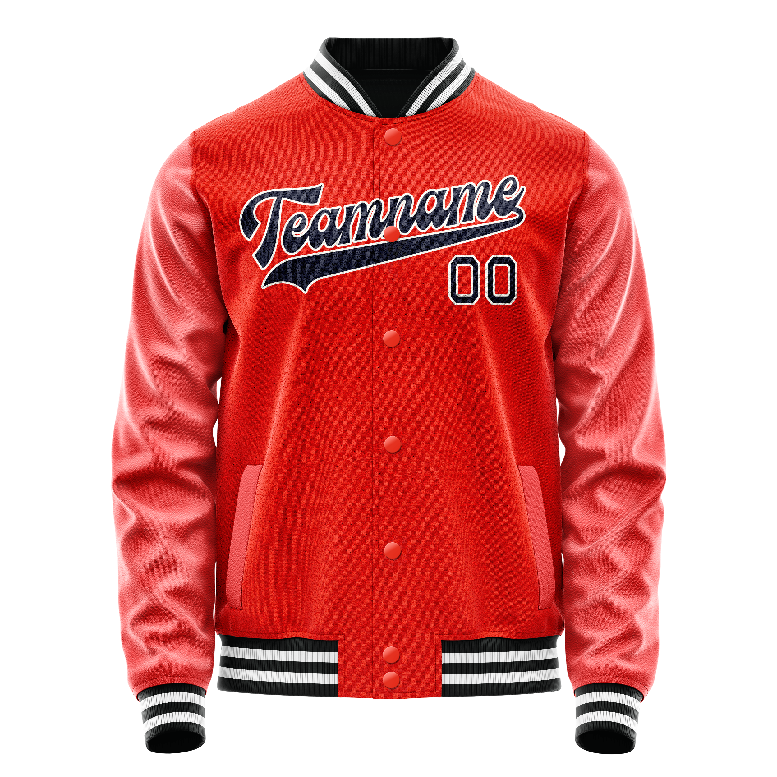 カスタムオレンジブラックソリッドカラーバーシティレターマンジャケット