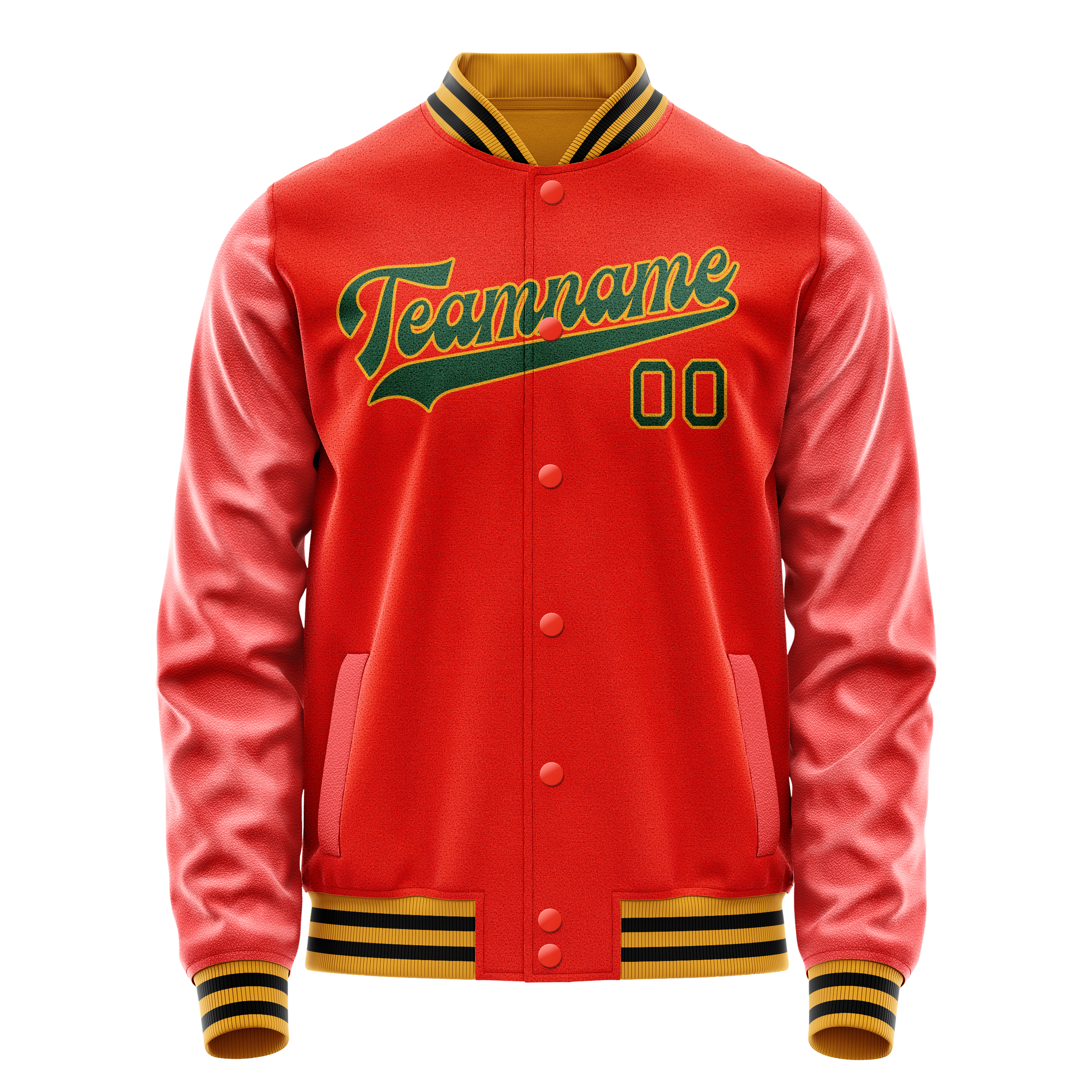 カスタムオレンジブラックソリッドカラーバーシティレターマンジャケット