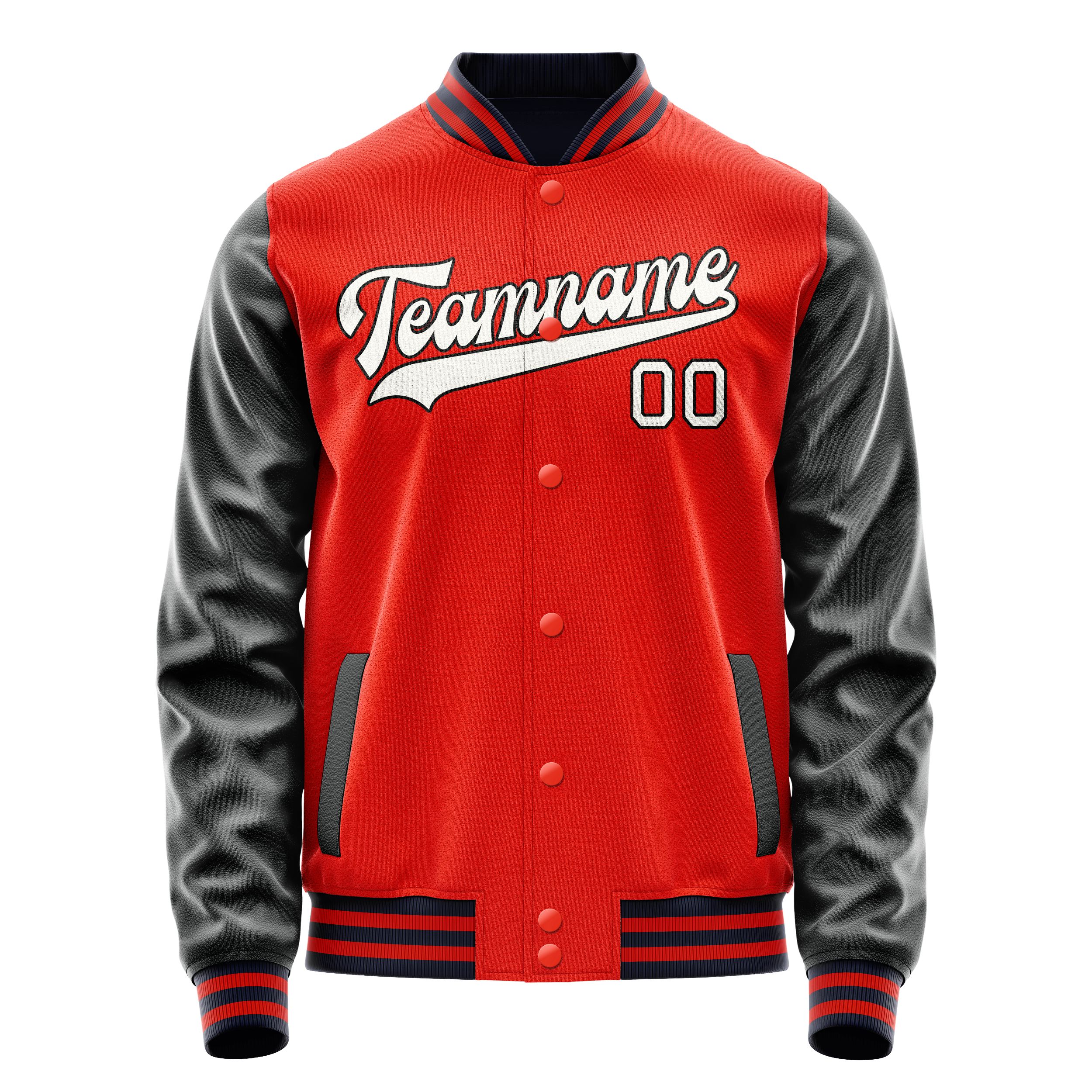 カスタムオレンジブラックソリッドカラーバーシティレターマンジャケット