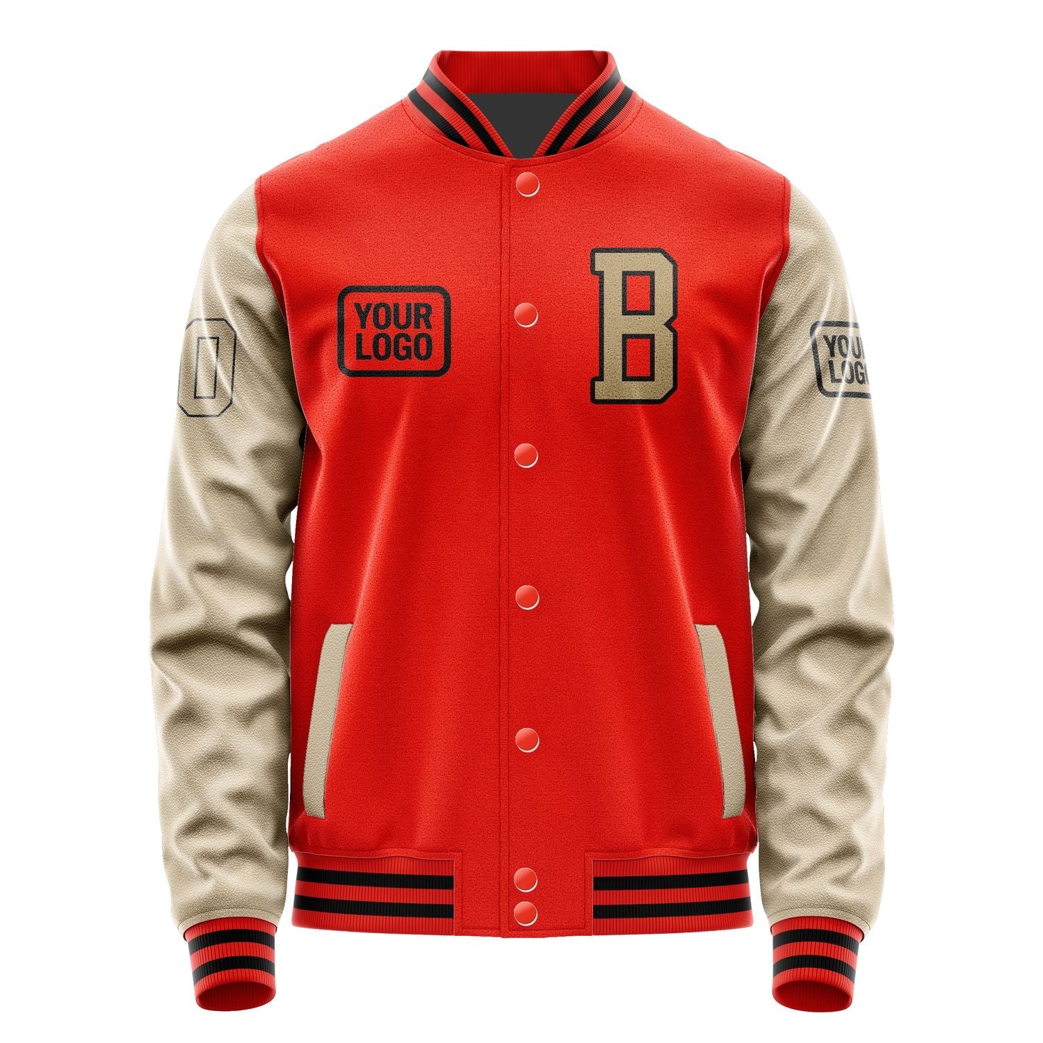 Custom Orange Red Light Khaki Jacket JA121225121717252517