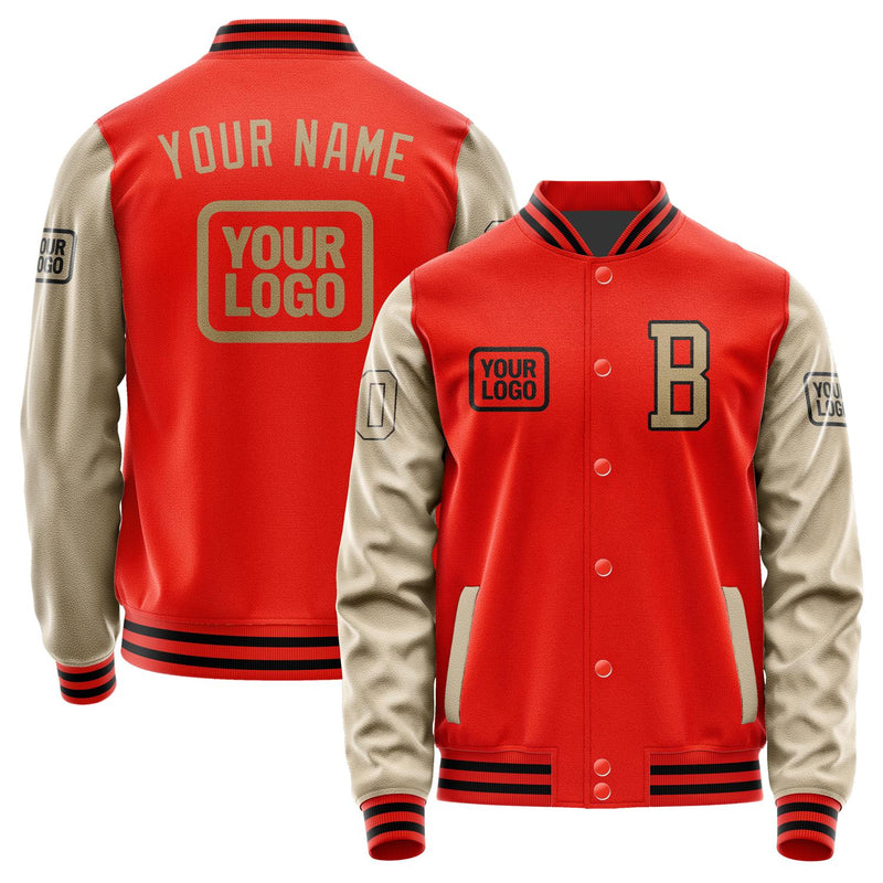 Custom Orange Red Light Khaki Jacket JA121225121717252517