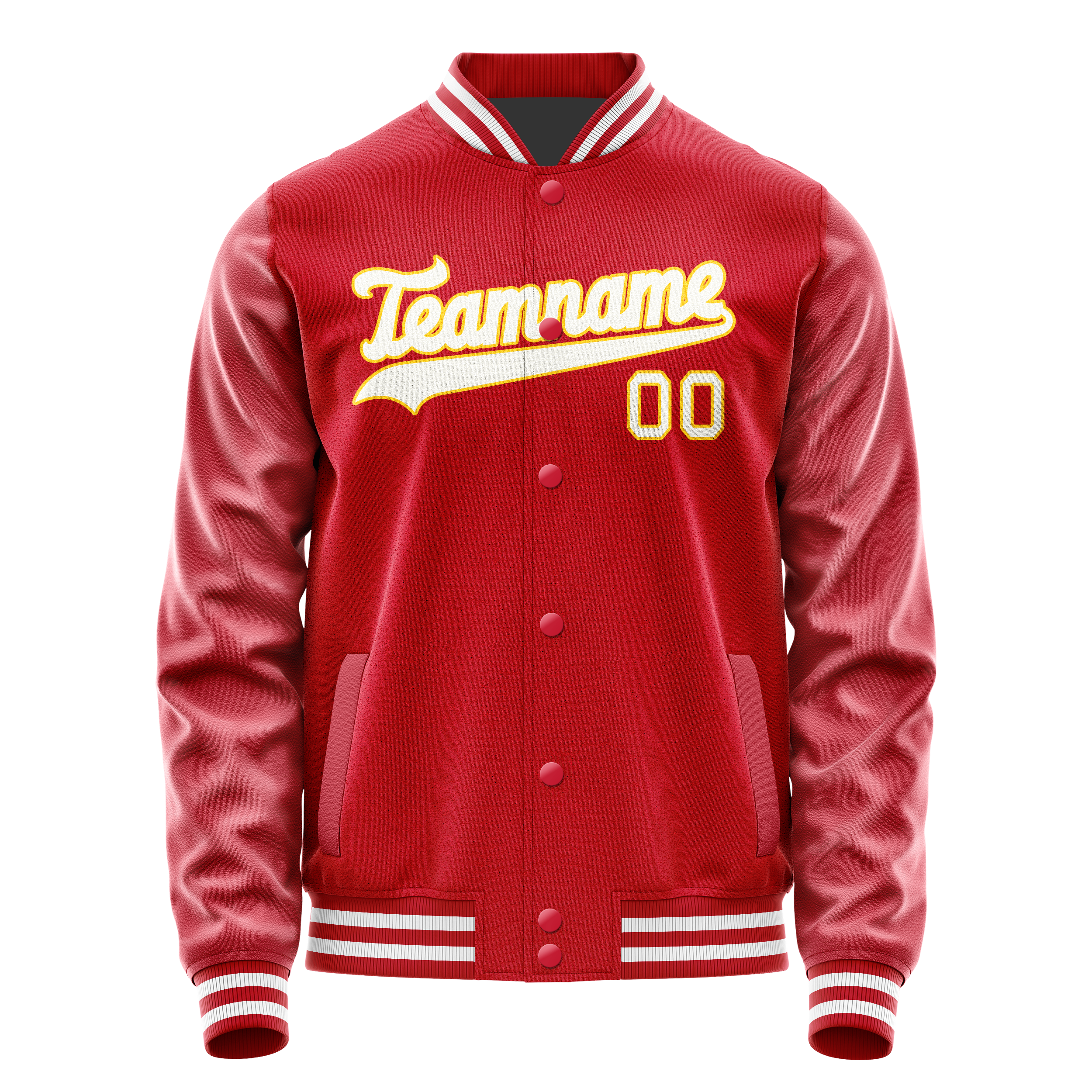 カスタムレッドゴールドソリッドカラーバーシティレターマンジャケット