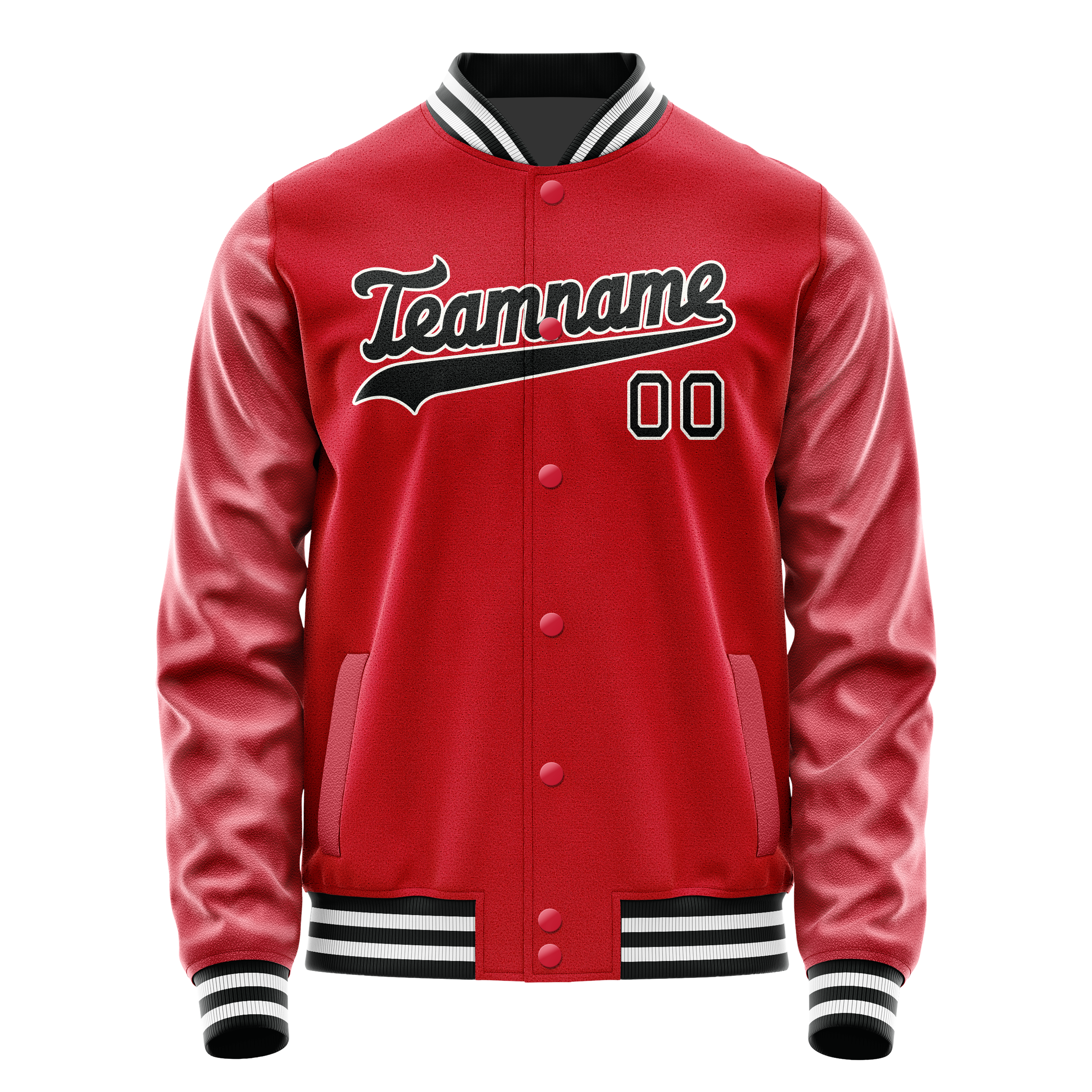 カスタムレッドブラックソリッドカラーバーシティレターマンジャケット