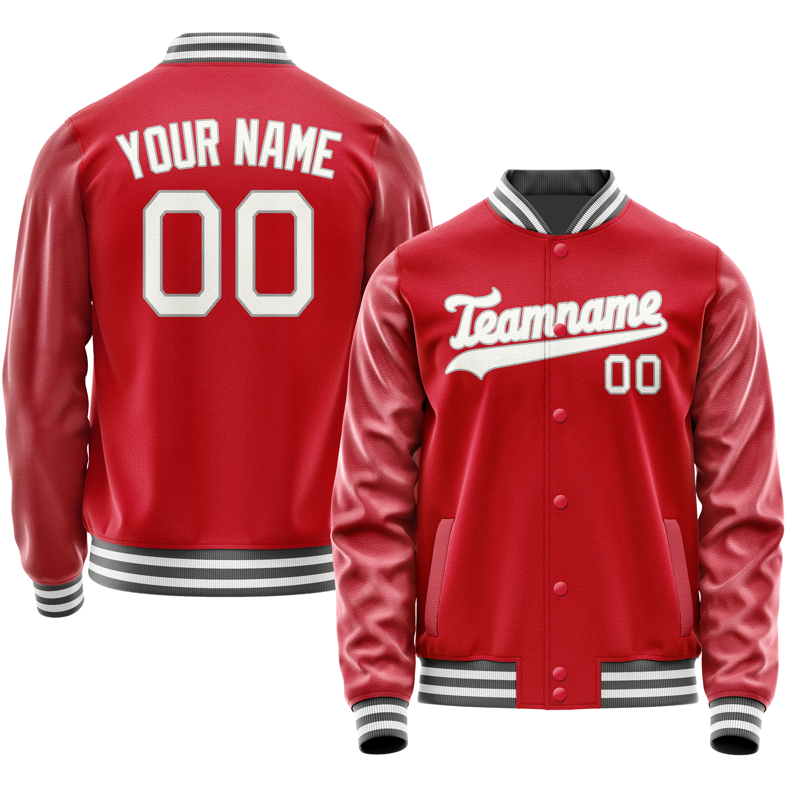 カスタムレッドグレー無地バーシティレターマンジャケット