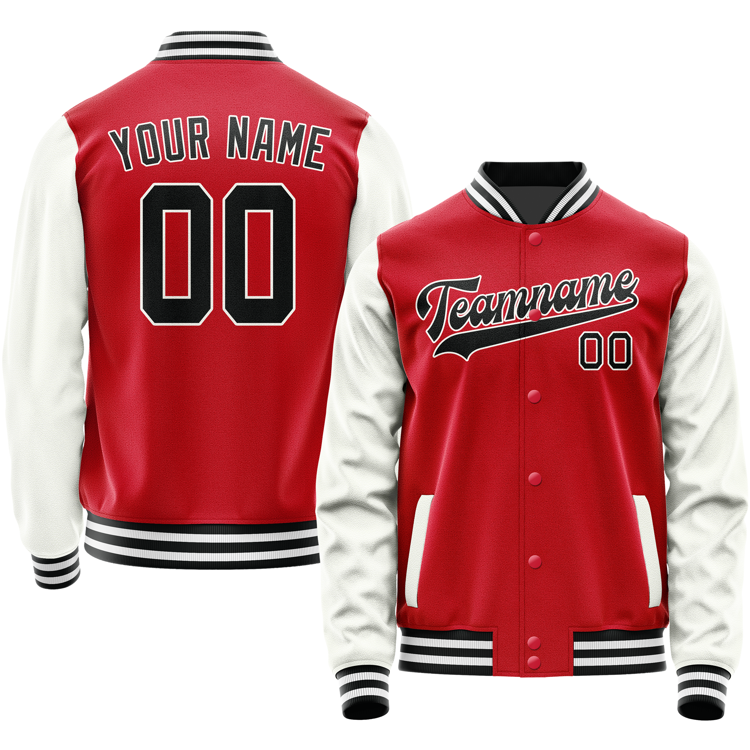 カスタムレッドホワイトソリッドカラーバーシティレターマンジャケット
