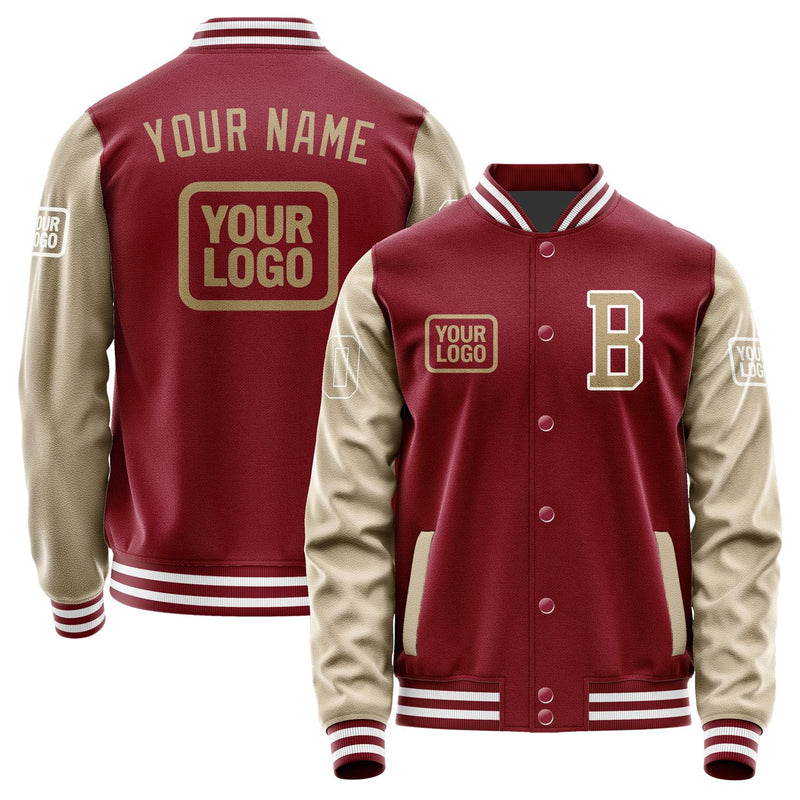 Custom Crimson Red Light Khaki Jacket JA151525151818252518