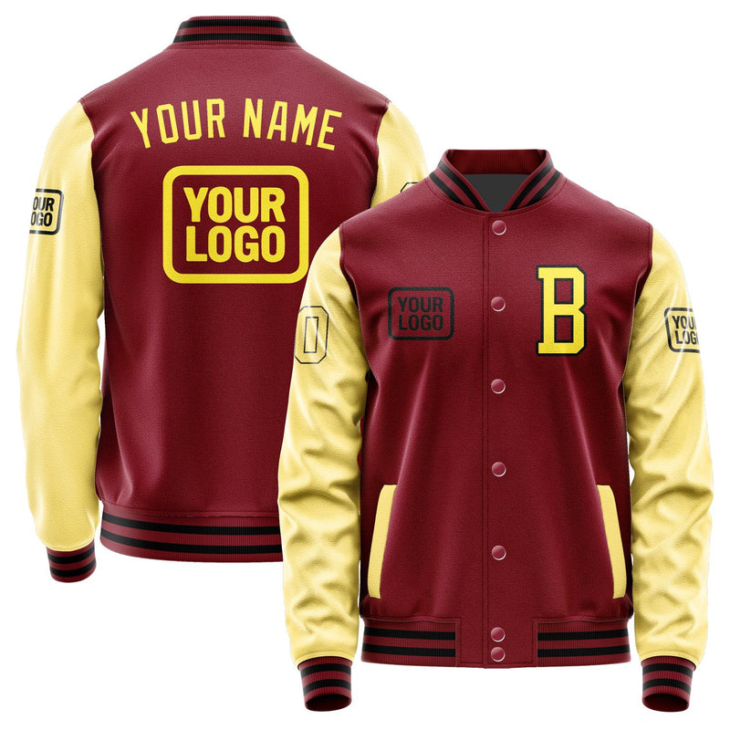 Custom Crimson Red Light Yellow Jacket JA151526151717262617