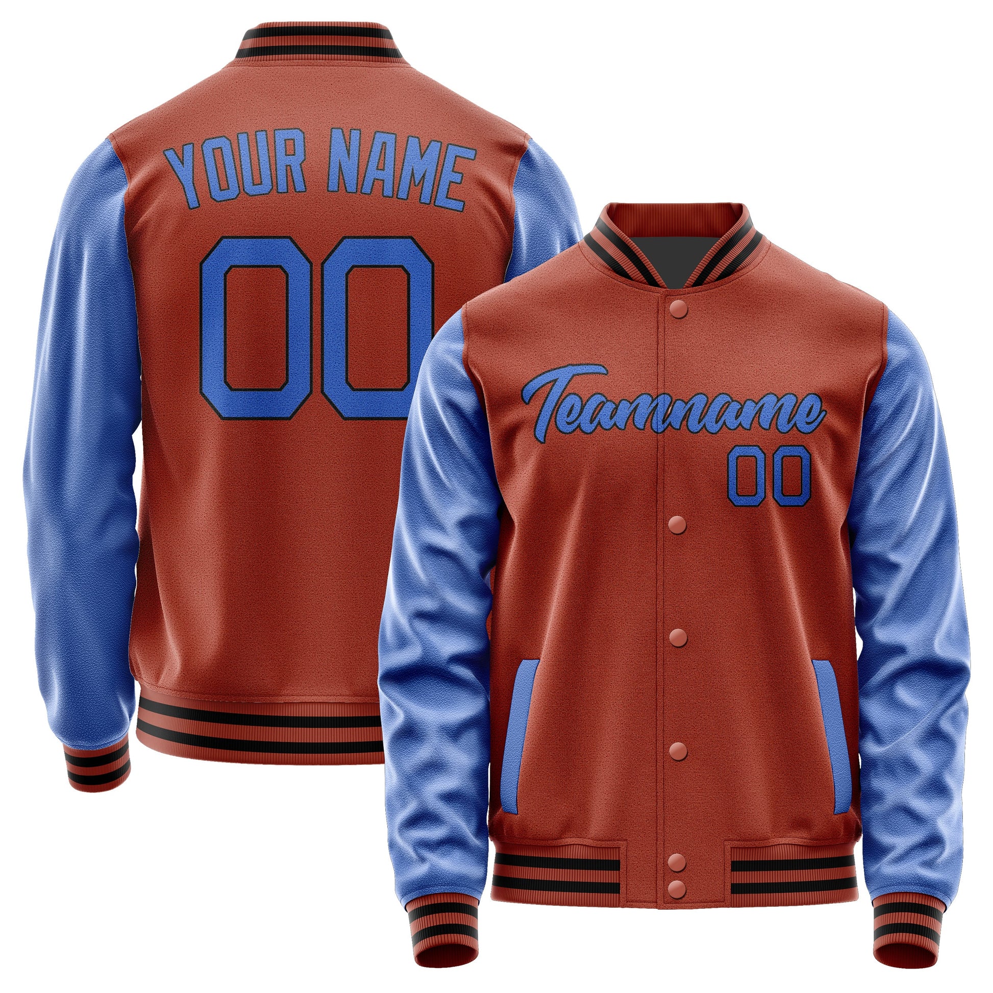 Custom Coral Red Sky Blue Jacket JA1616091617B21709