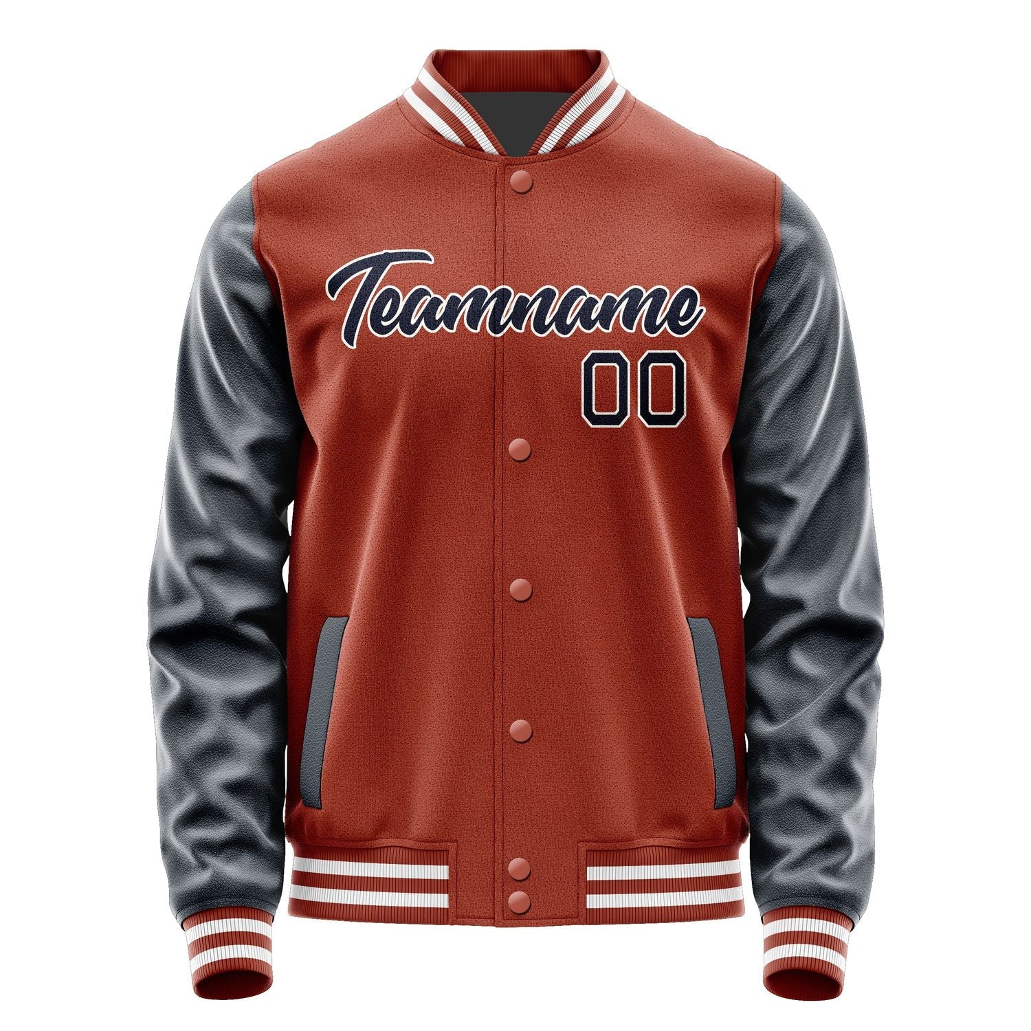 Custom Coral Red Navy Jacket JA1616111618B21811