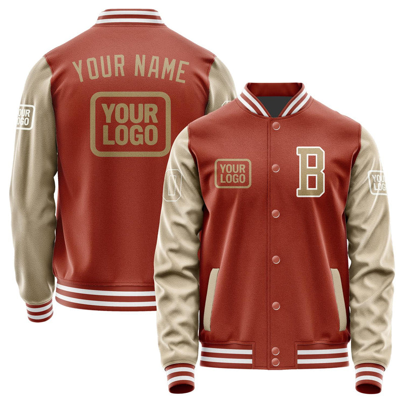 Custom Coral Red Light Khaki Jacket JA161625161818252518