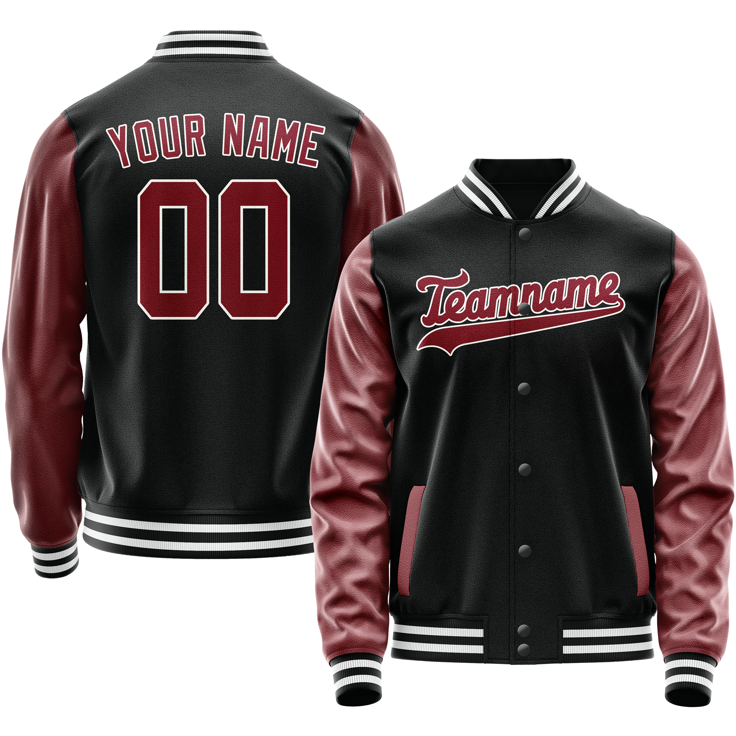 カスタムブラックテキサスオレンジソリッドカラーバーシティレターマンジャケット