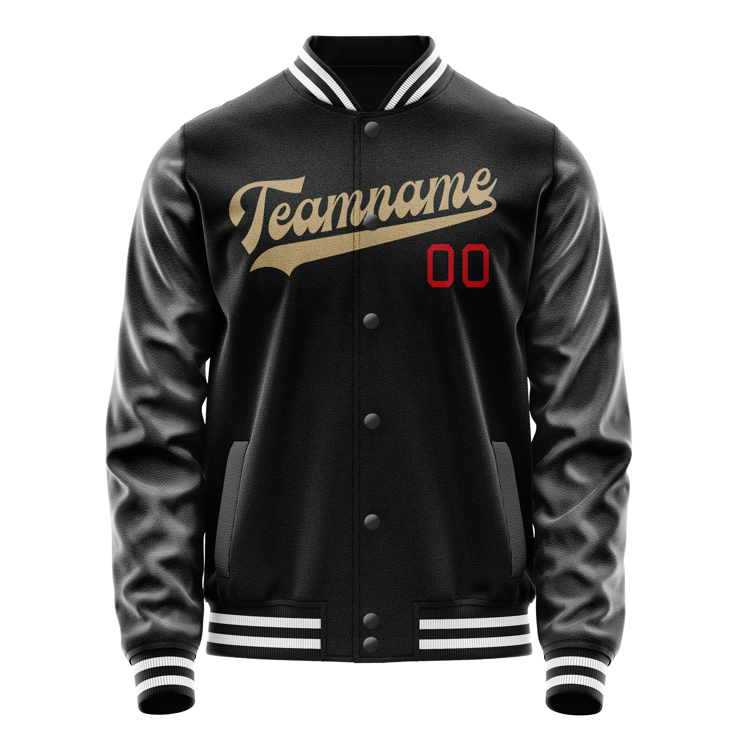 カスタムブラッククリーム無地バーシティレターマンジャケット