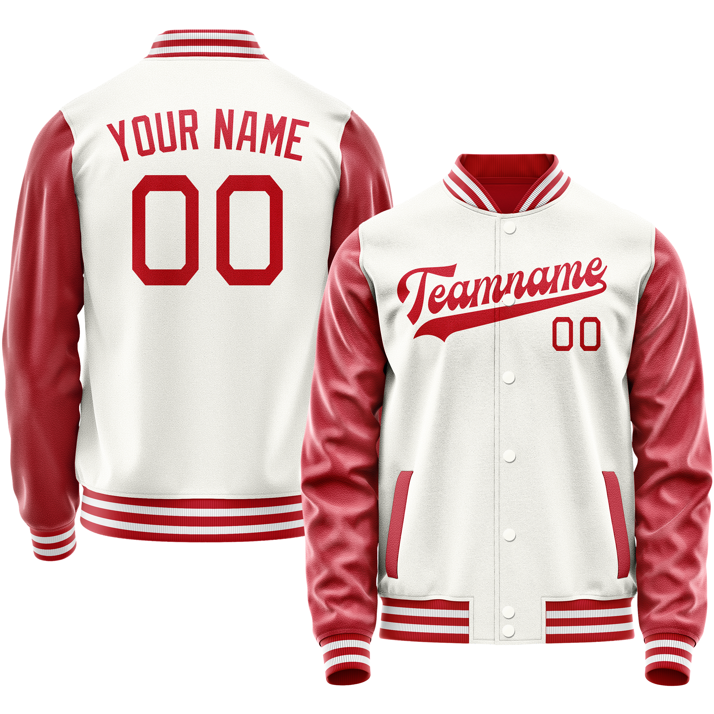 カスタムホワイトテキサスオレンジソリッドカラーバーシティレターマンジャケット