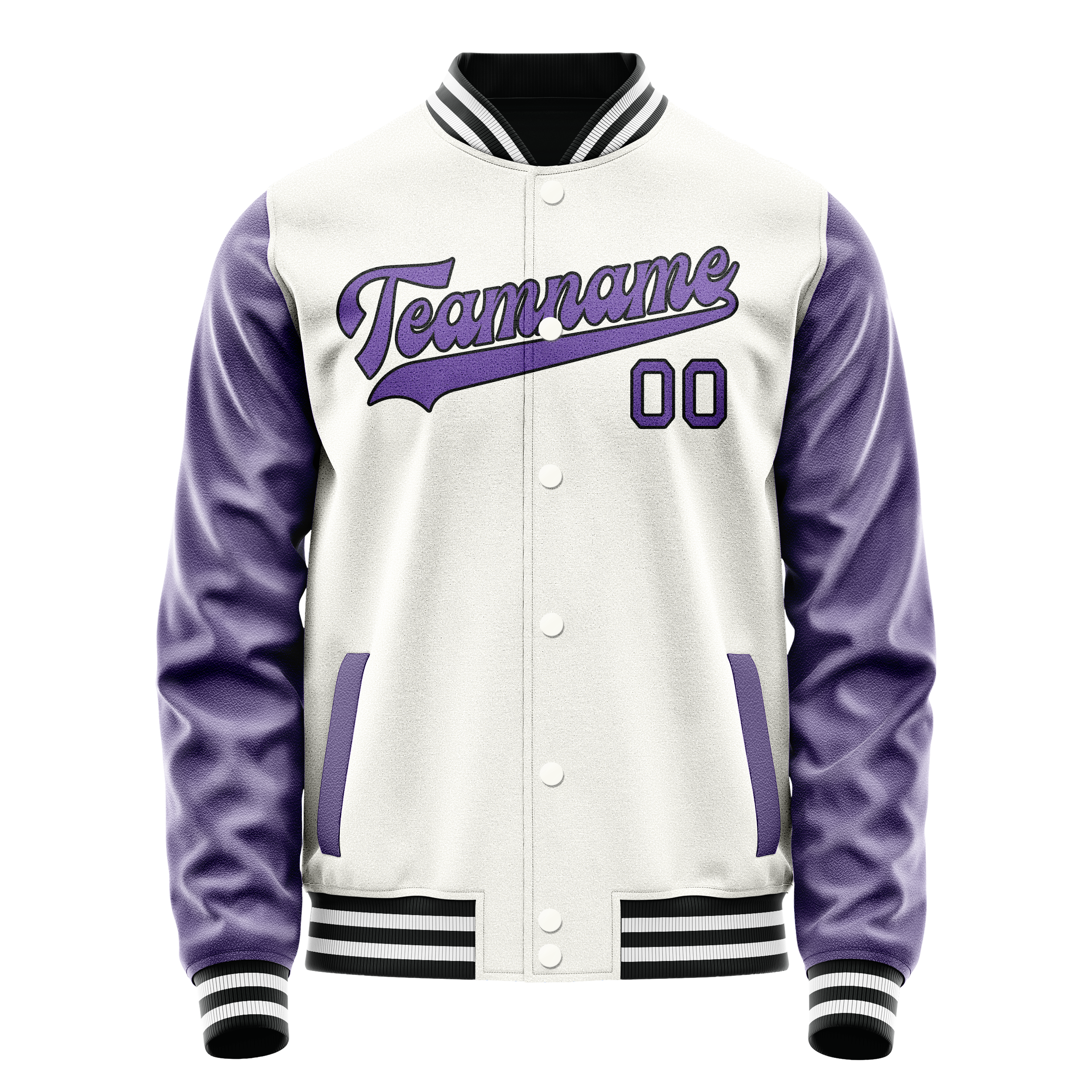 カスタムホワイトパープルソリッドカラーバーシティレターマンジャケット
