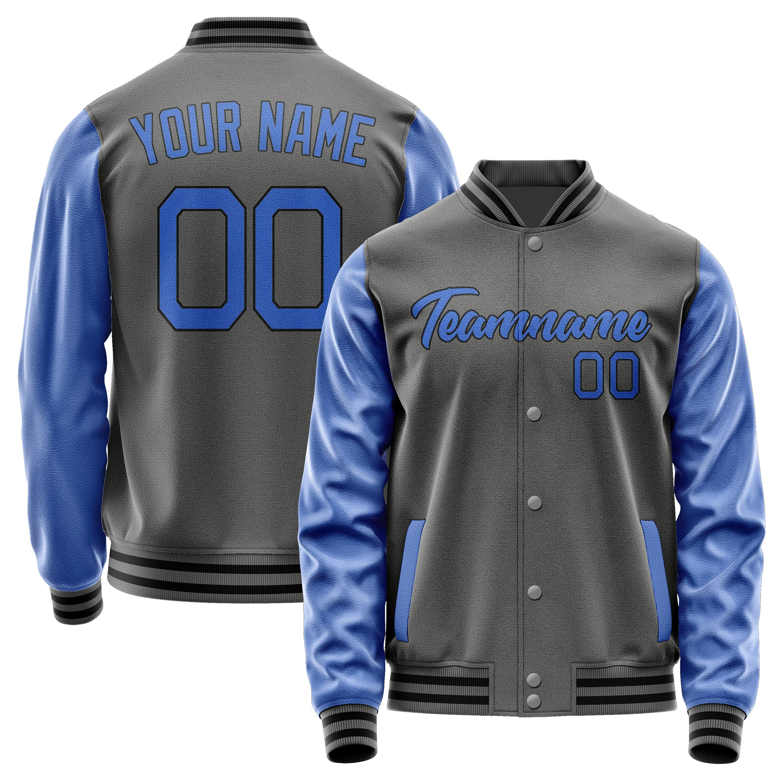 Custom Dark Grey Sky Blue Jacket JA2020092017B21709