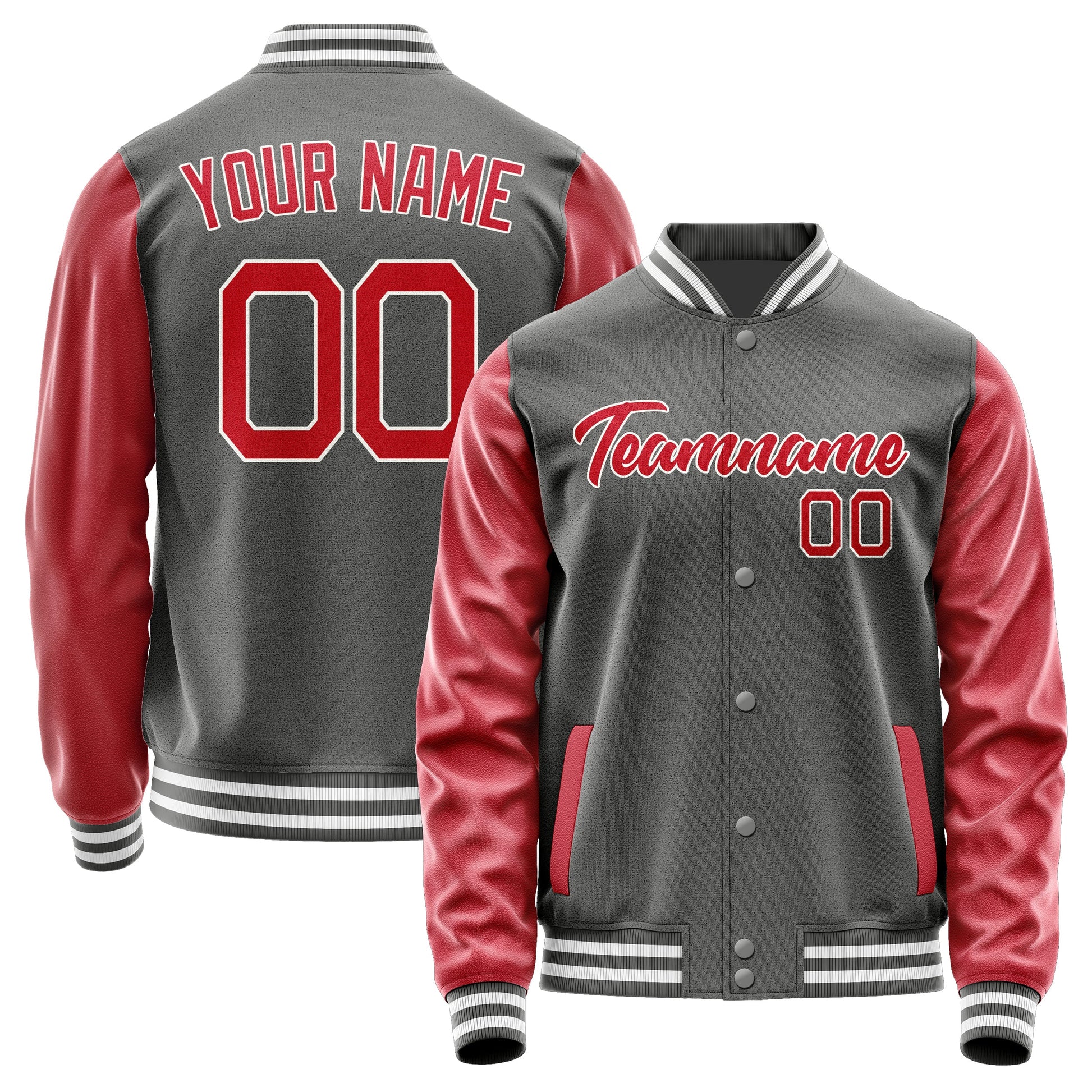 Custom Dark Grey Red Jacket JA2020142018B21814
