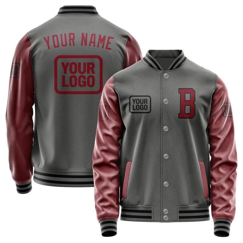 Custom Dark Grey Crimson Red Jacket JA202015201717151517