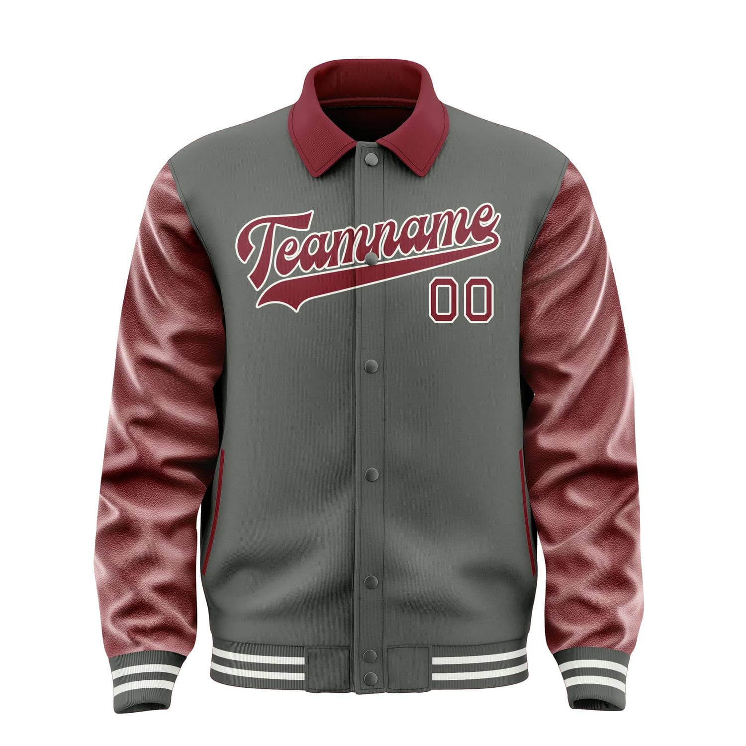 カスタムダークグレークリムゾンレッドジャケット