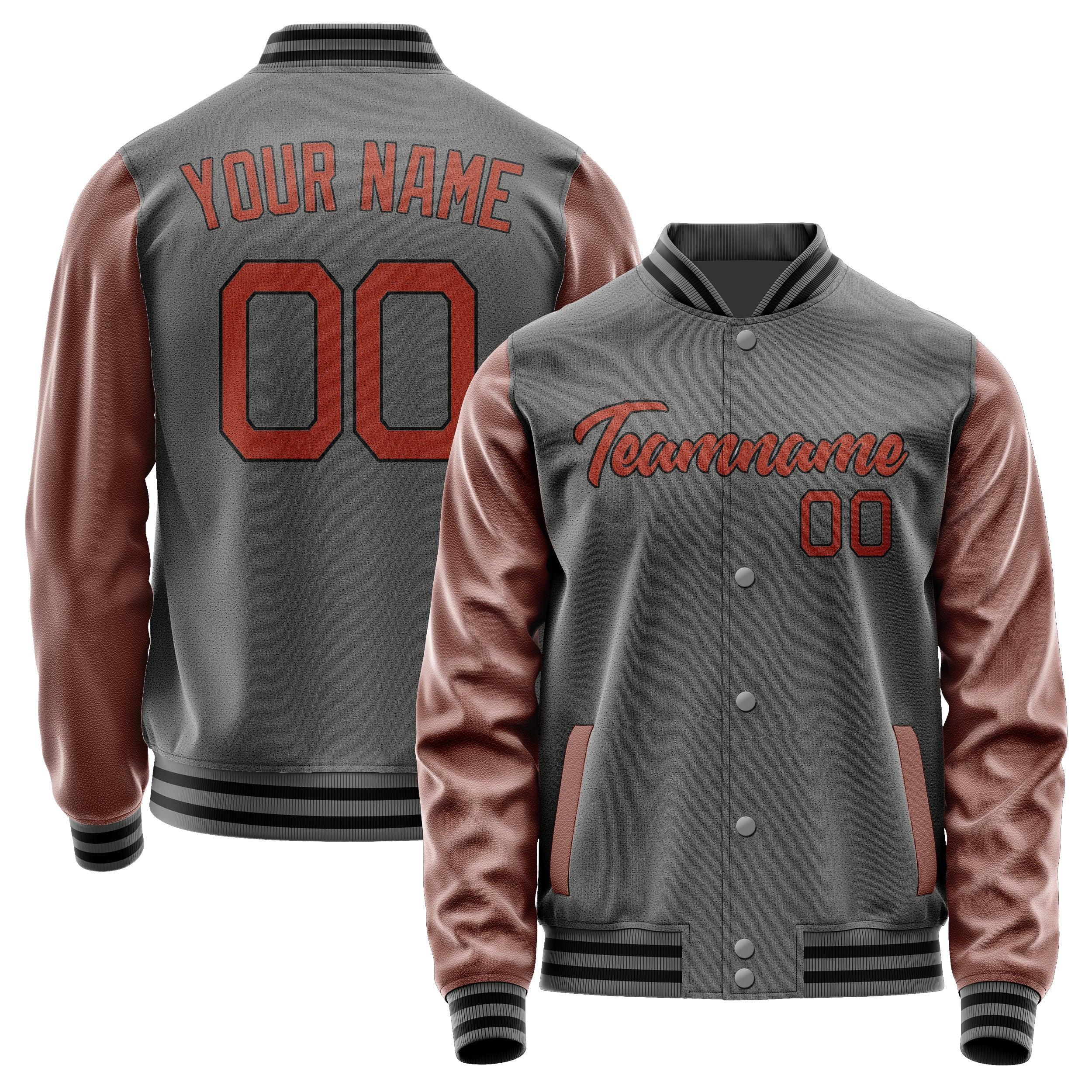 Custom Dark Grey Coral Red Jacket JA2020162017B21716