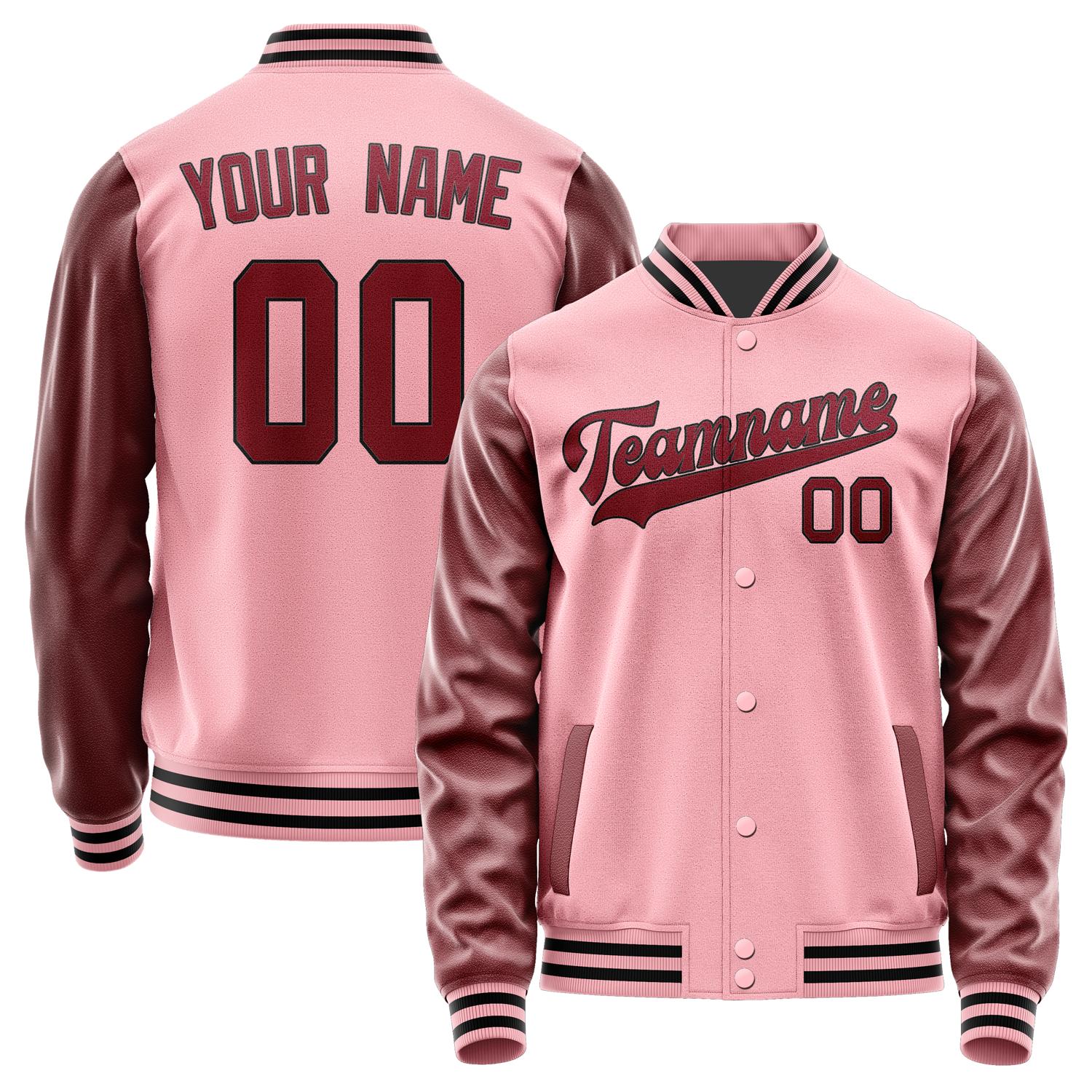 Custom Light Pink Crimson Red Jacket JA2121152117B31715