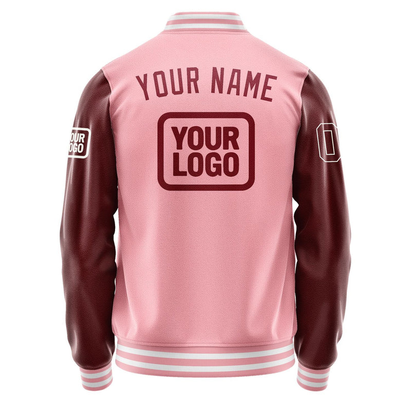 Custom Light Pink Crimson Red Jacket JA212115211818151518
