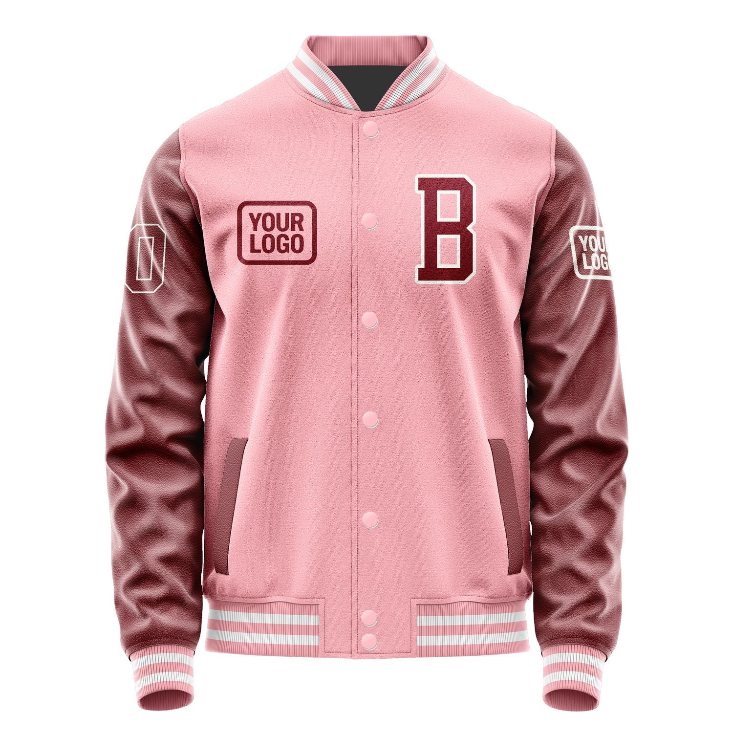 Custom Light Pink Crimson Red Jacket JA212115211818151518