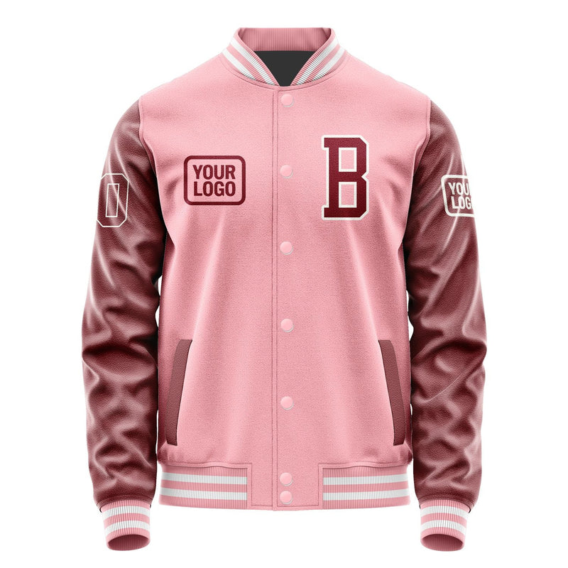 Custom Light Pink Crimson Red Jacket JA212115211818151518