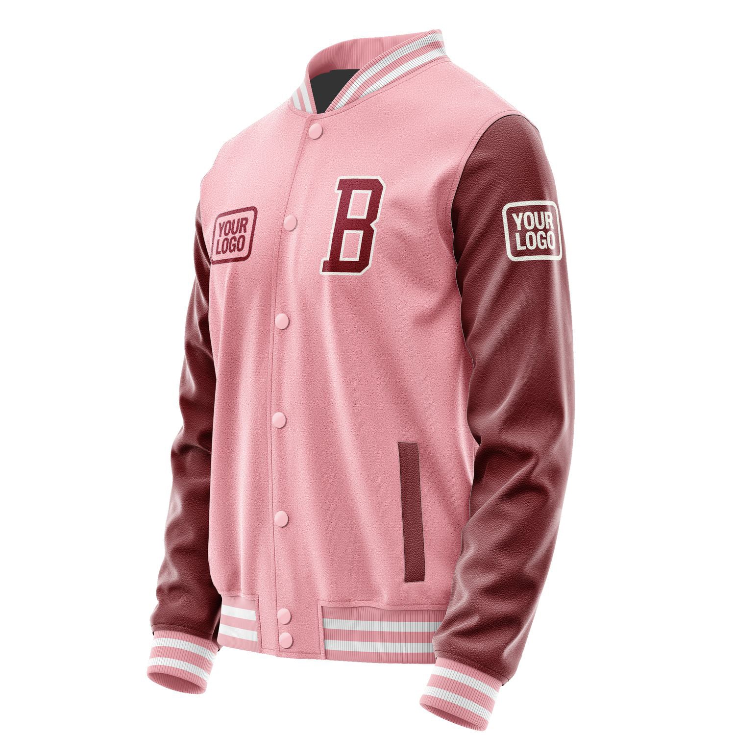 Custom Light Pink Crimson Red Jacket JA212115211818151518