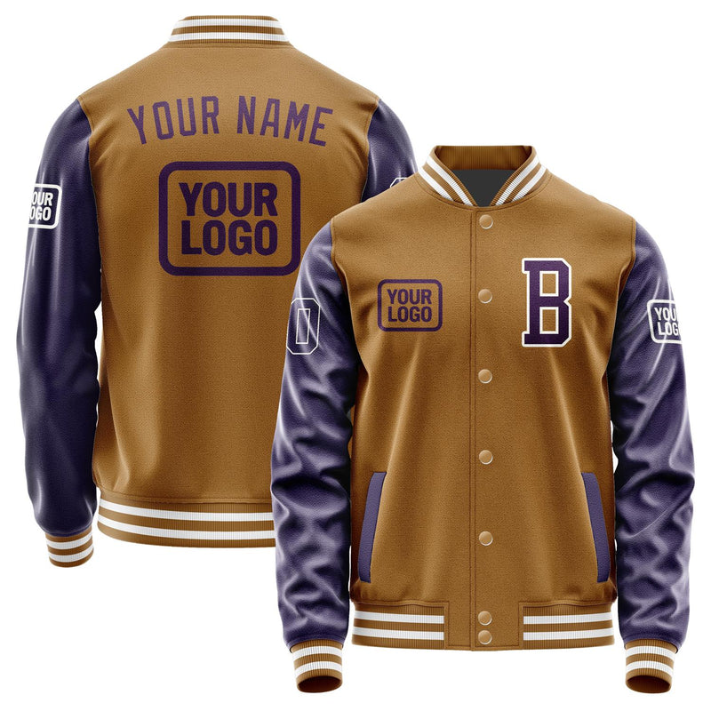 Custom Khaki Purple Jacket JA222207221818070718