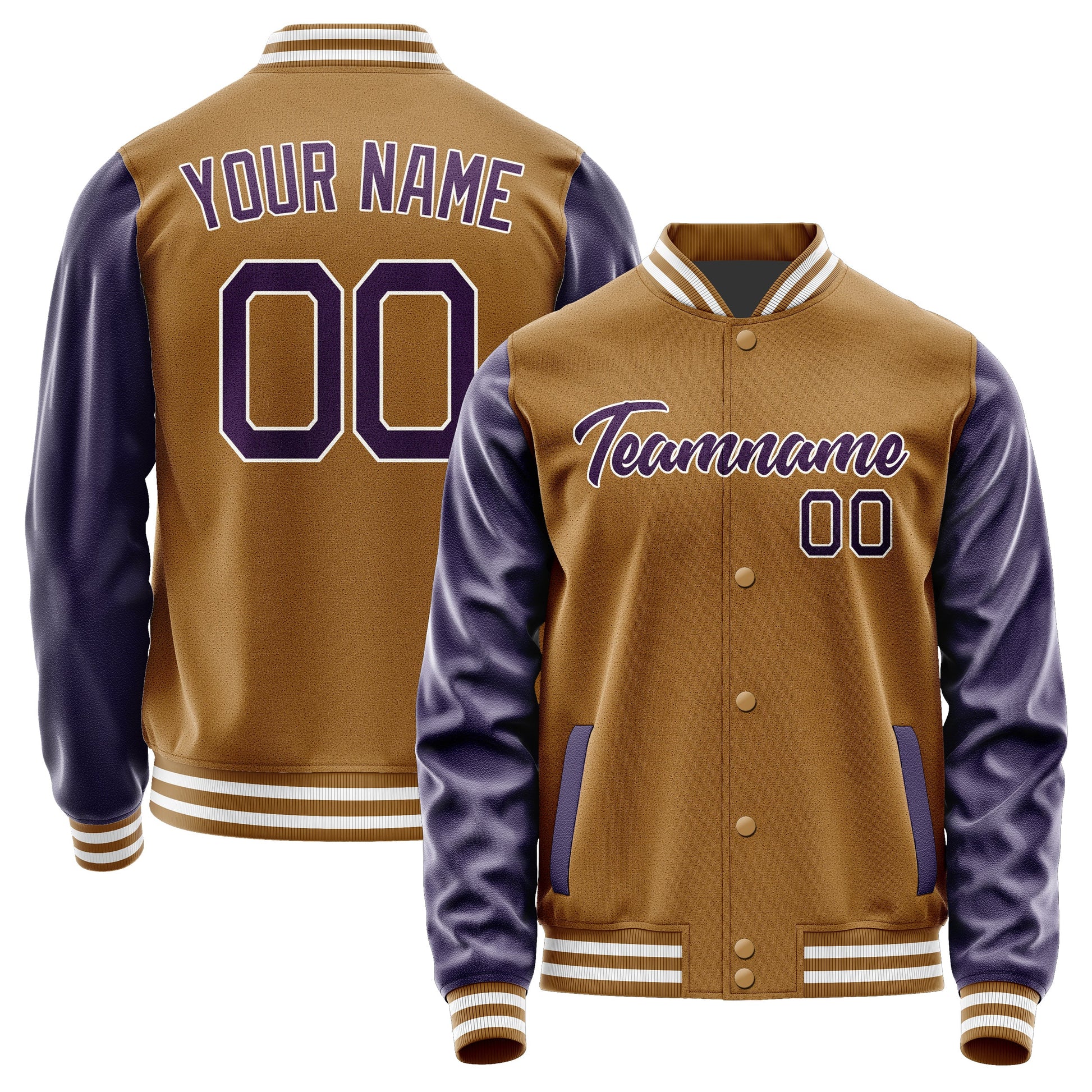 Custom Khaki Purple Jacket JA2222072218B21807