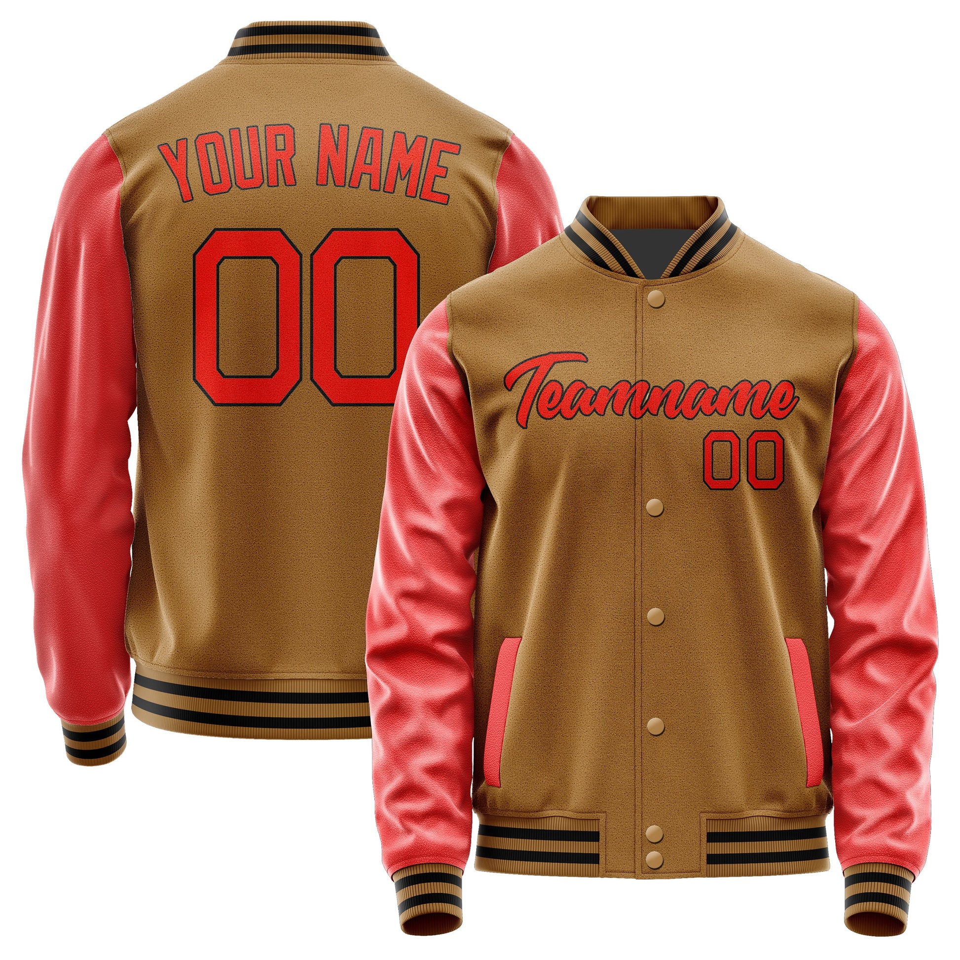 Custom Khaki Orange Red Jacket JA2222122217B21712