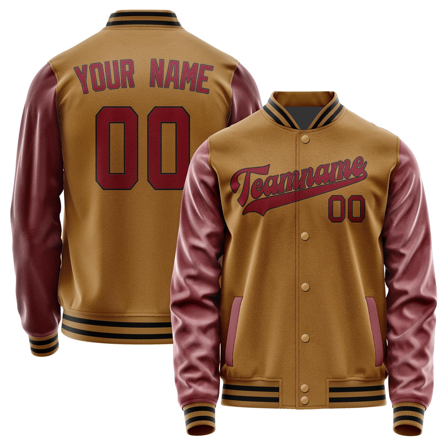 Custom Khaki Crimson Red Jacket JA2222152217B31715