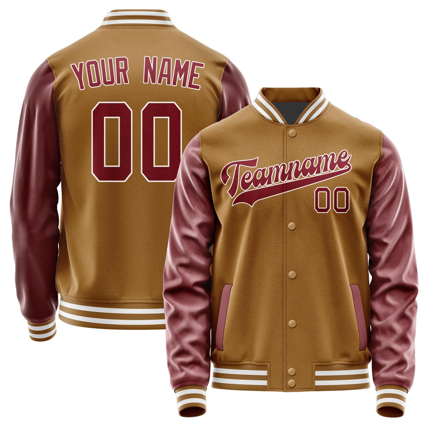 Custom Khaki Crimson Red Jacket JA2222152218B31815