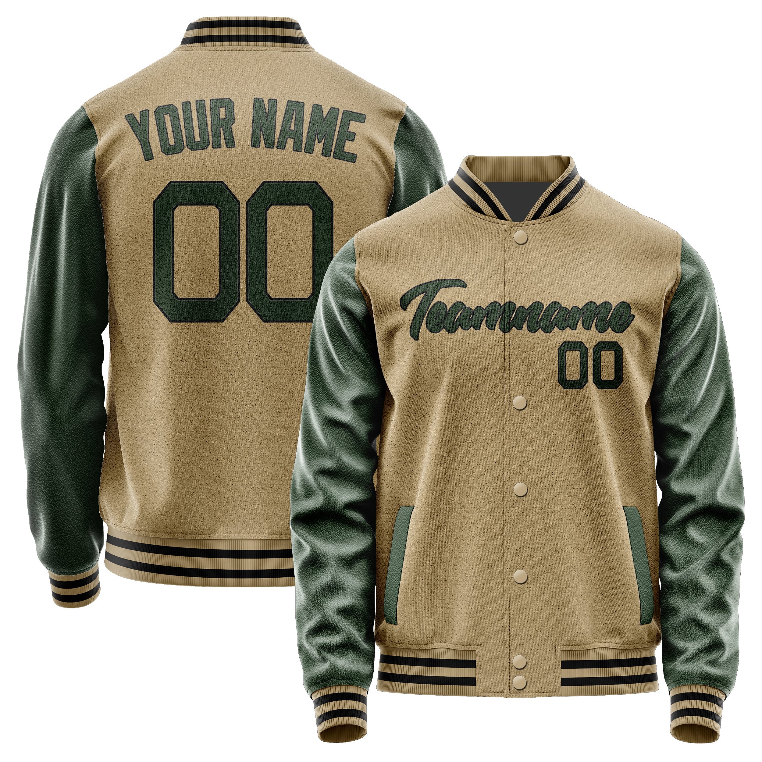 Custom Light Khaki Dark Green Jacket JA2525062517B21706