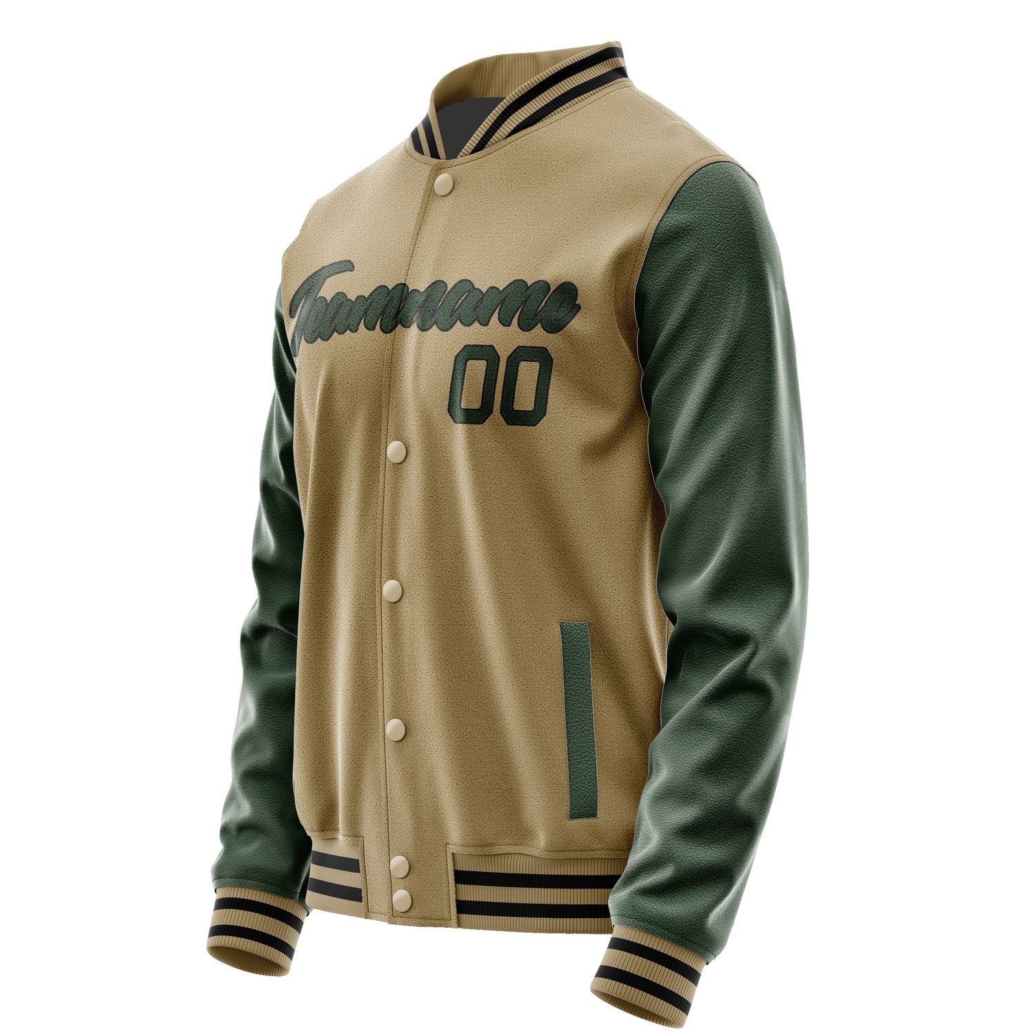 Custom Light Khaki Dark Green Jacket JA2525062517B21706