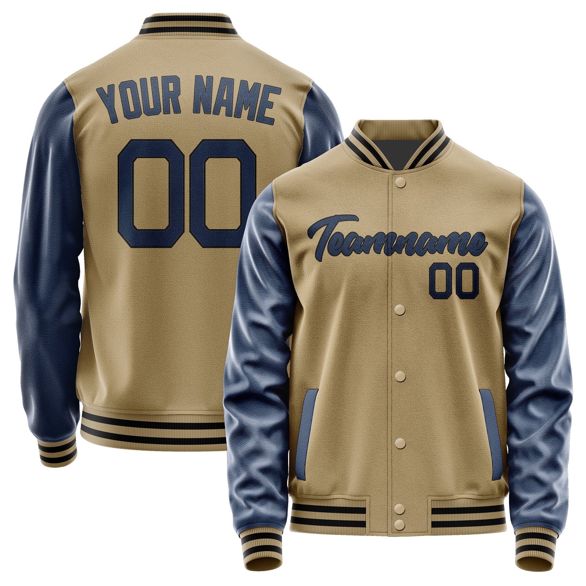Custom Light Khaki Blue Jacket JA2525102517B21710