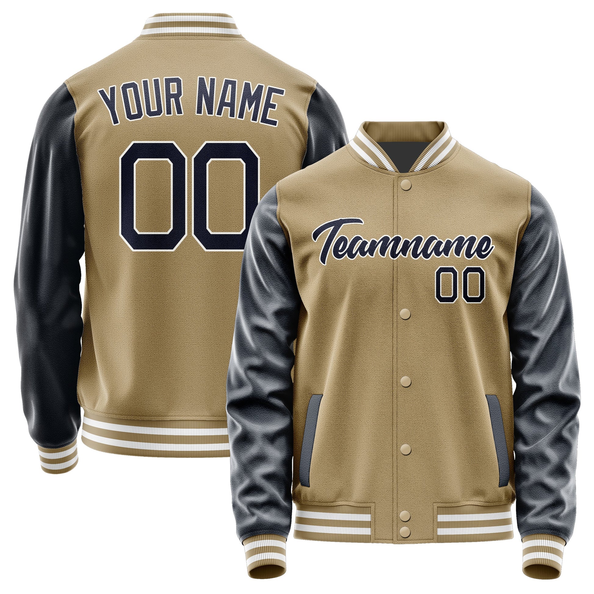 Custom Light Khaki Navy Jacket JA2525112518B21811