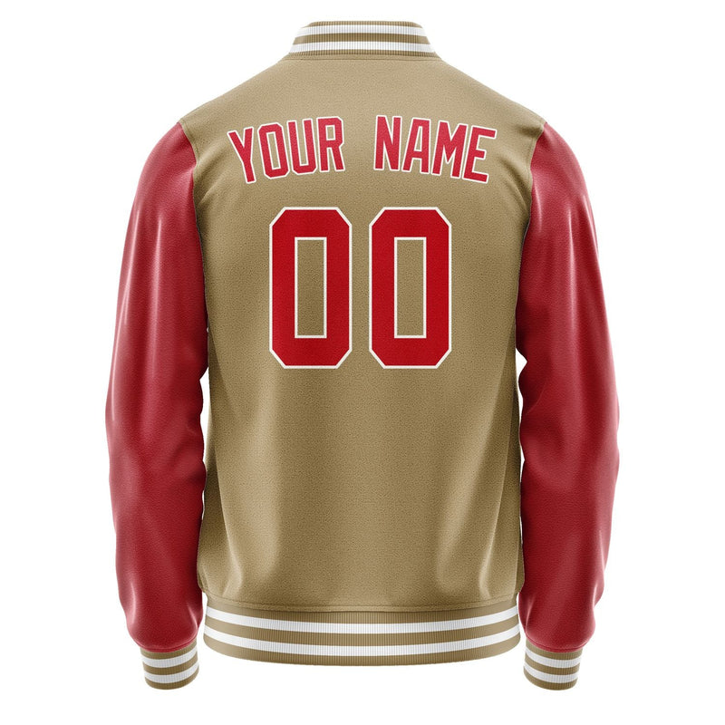Custom Light Khaki Red Jacket JA2525142518B31814