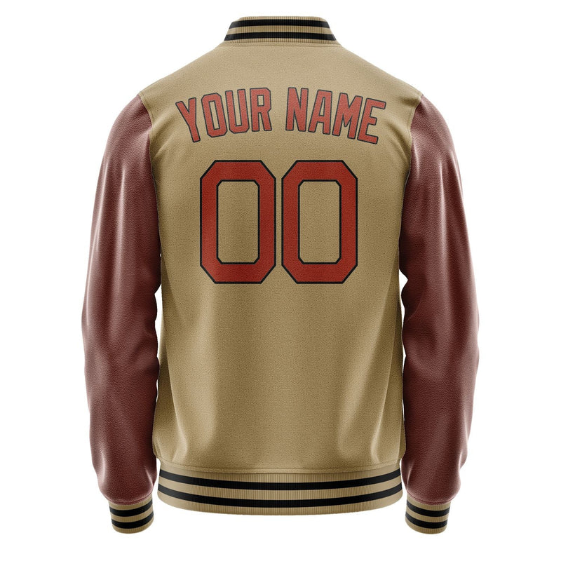 Custom Light Khaki Coral Red Jacket JA2525162517B21716