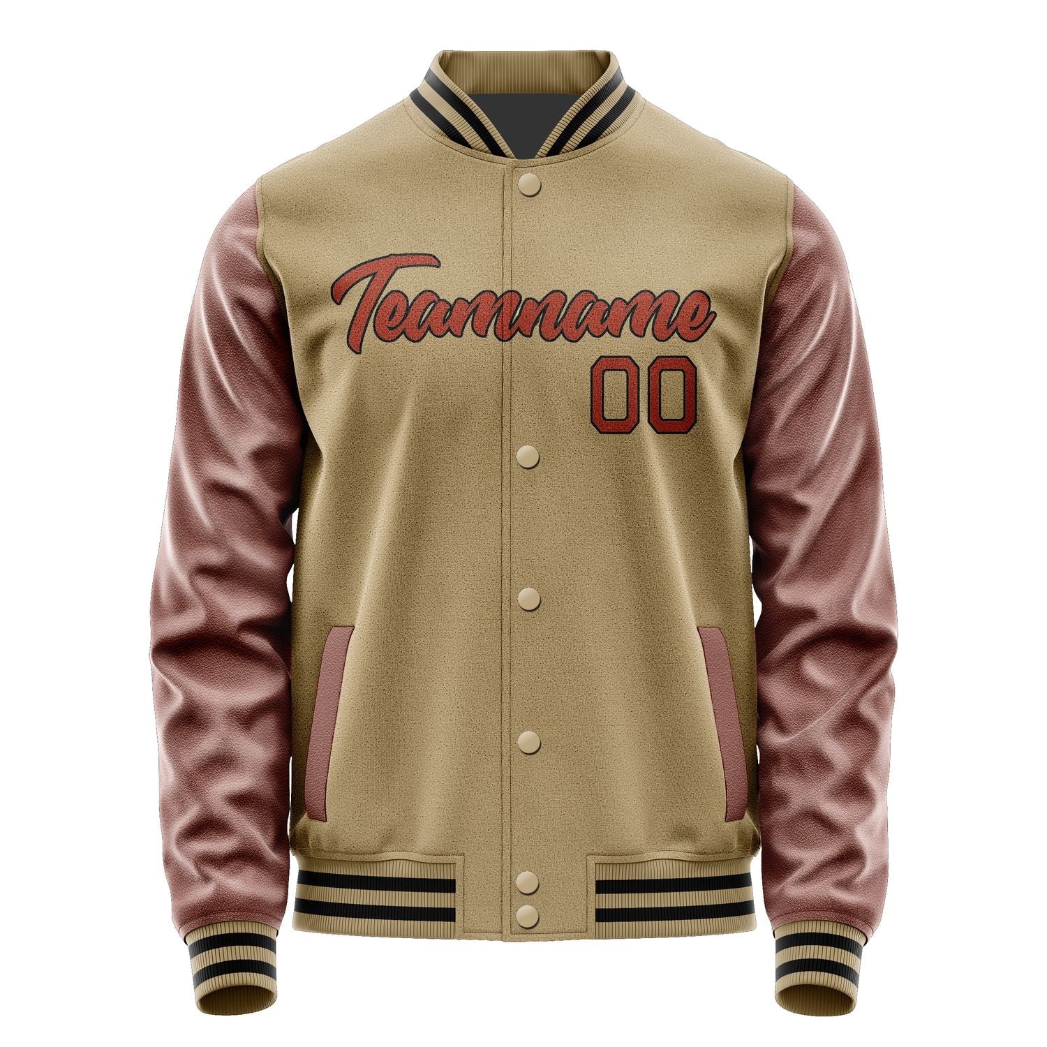 Custom Light Khaki Coral Red Jacket JA2525162517B21716