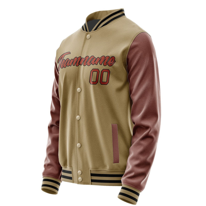 Custom Light Khaki Coral Red Jacket JA2525162517B21716