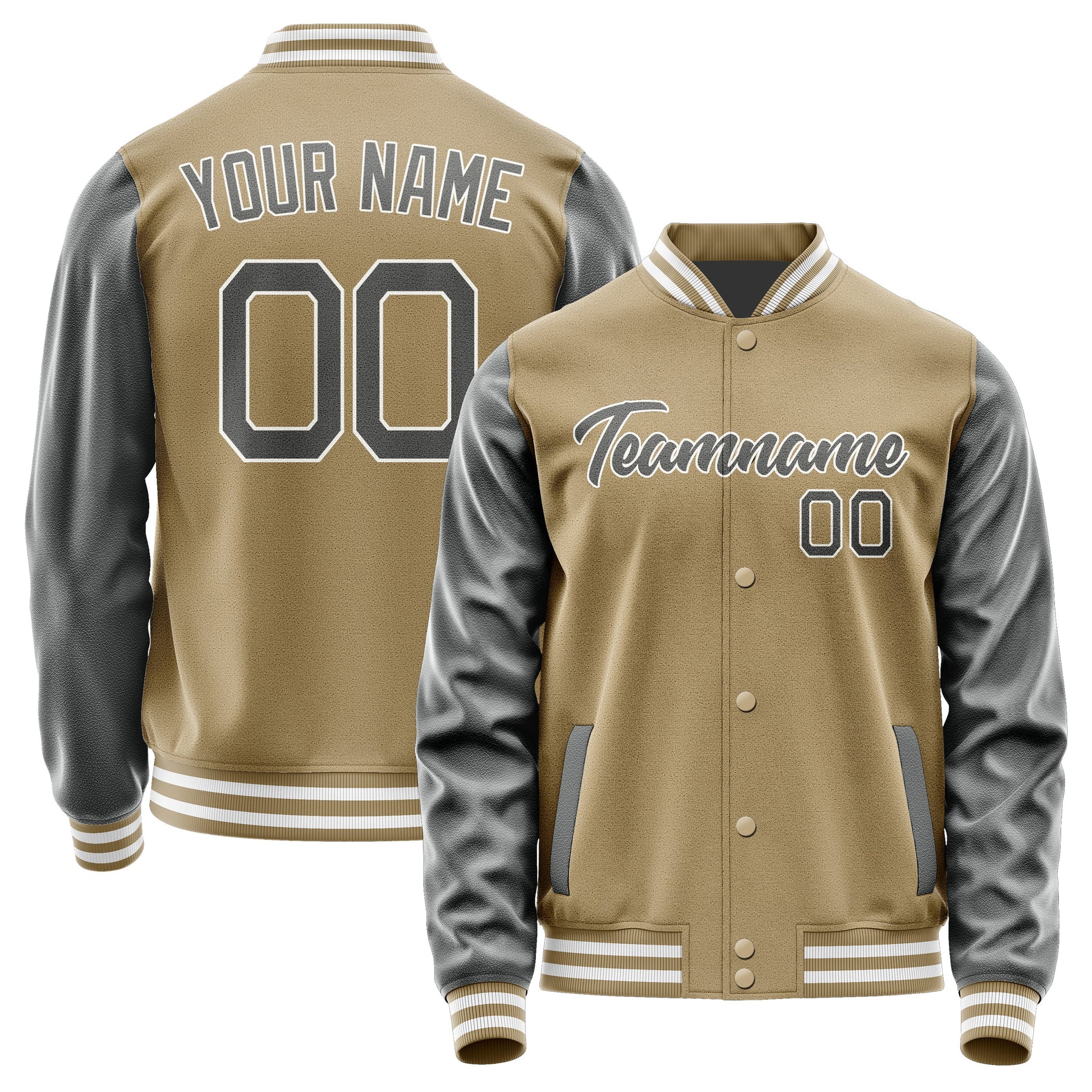 Custom Light Khaki Dark Grey Jacket JA2525202518B21820