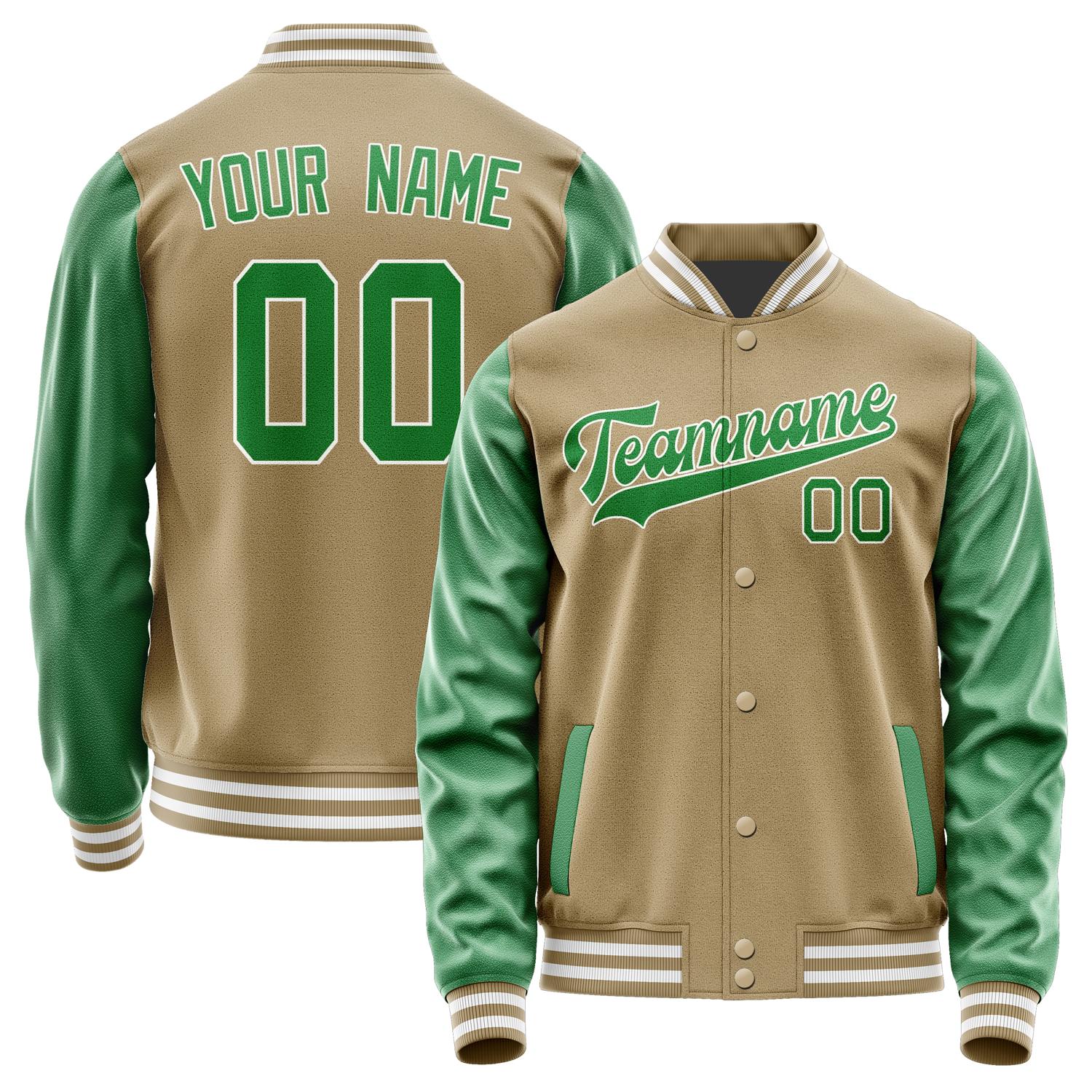 Custom Light Khaki Emerald Green Jacket JA2525242518B31824