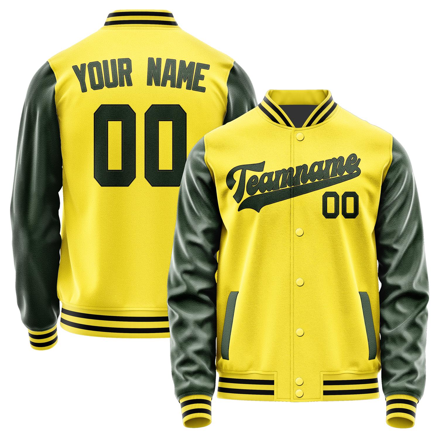 Custom Light Yellow Dark Green Jacket JA2626062617B31706
