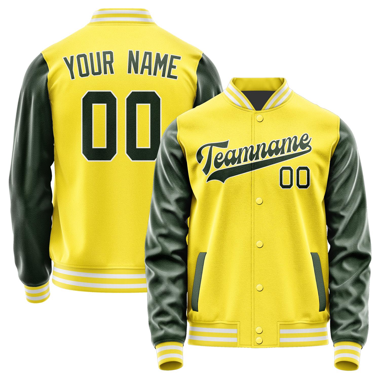 Custom Light Yellow Dark Green Jacket JA2626062618B31806
