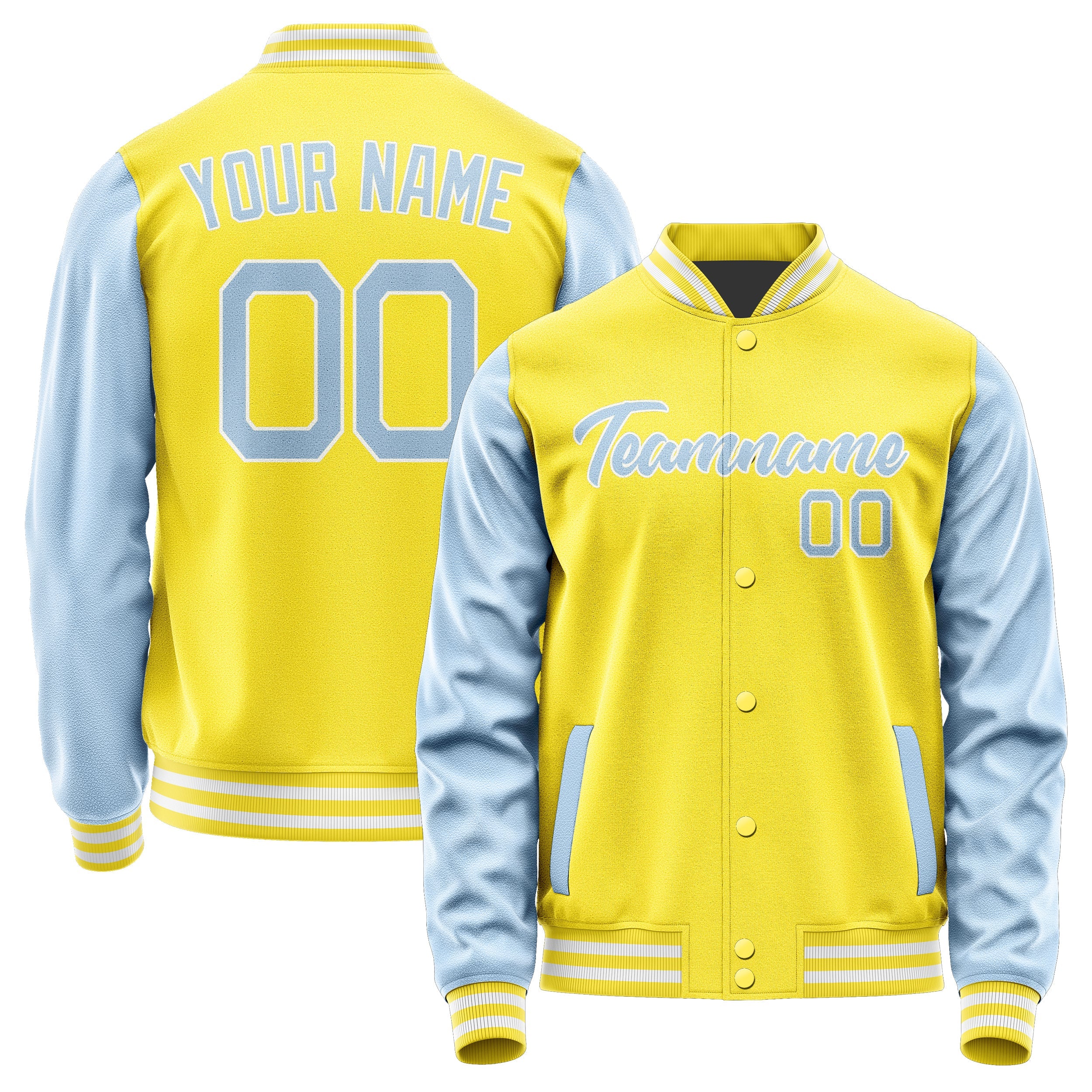 Custom Light Yellow Light Blue Jacket JA2626082618B21808