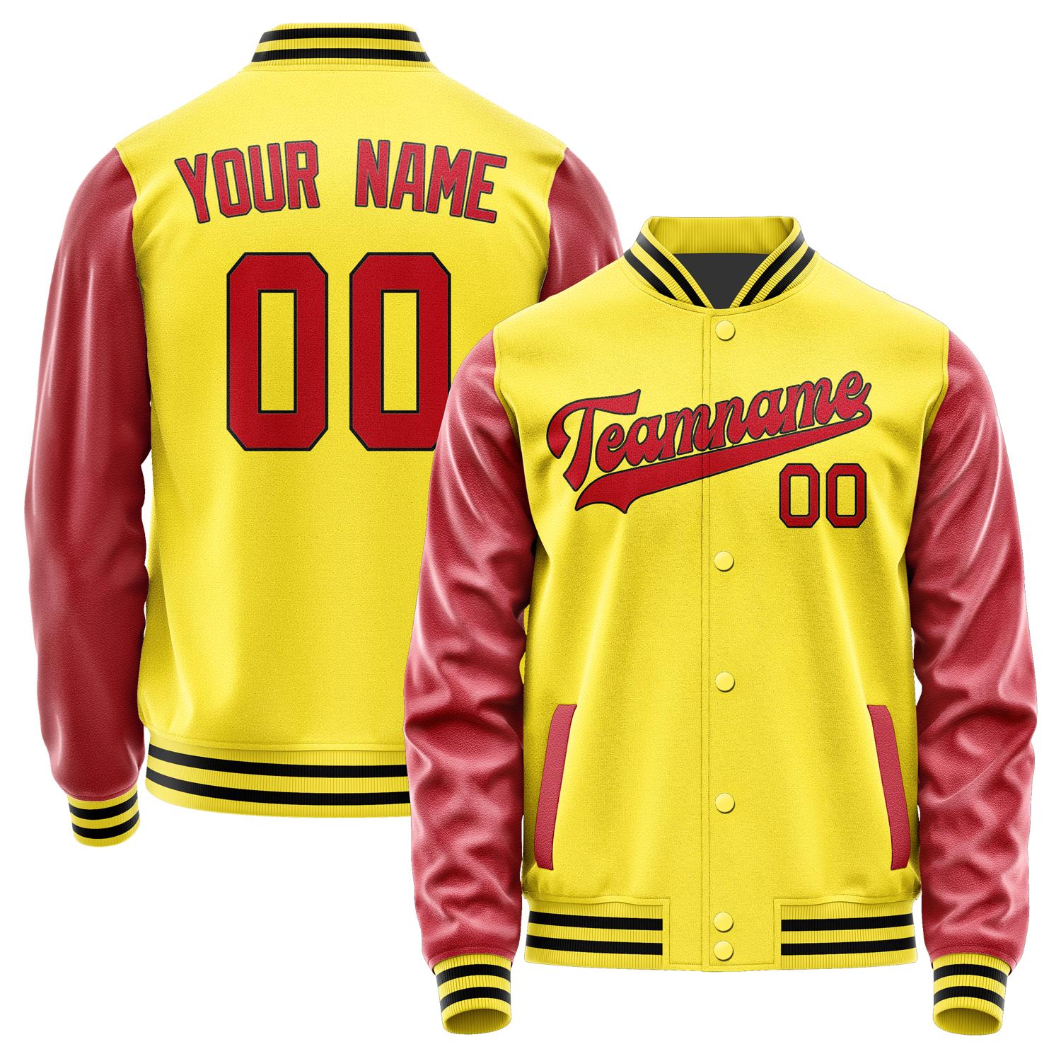 Custom Light Yellow Red Jacket JA2626142617B31714