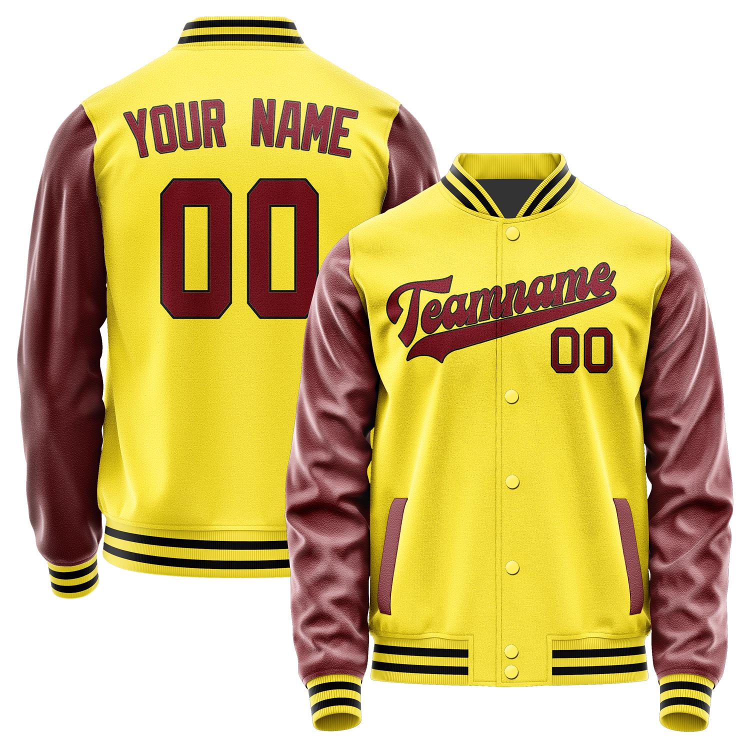 Custom Light Yellow Crimson Red Jacket JA2626152617B31715