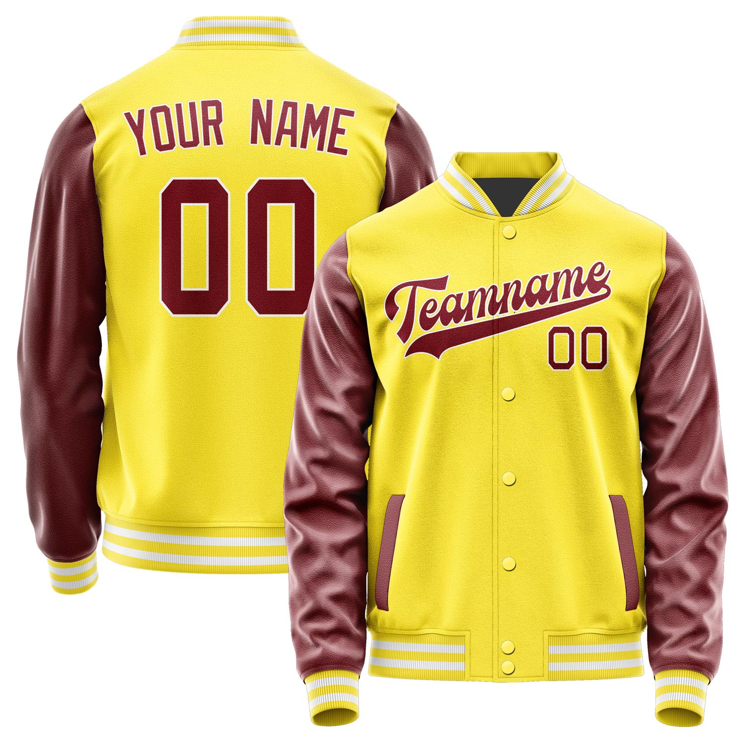 Custom Light Yellow Crimson Red Jacket JA2626152618B31815