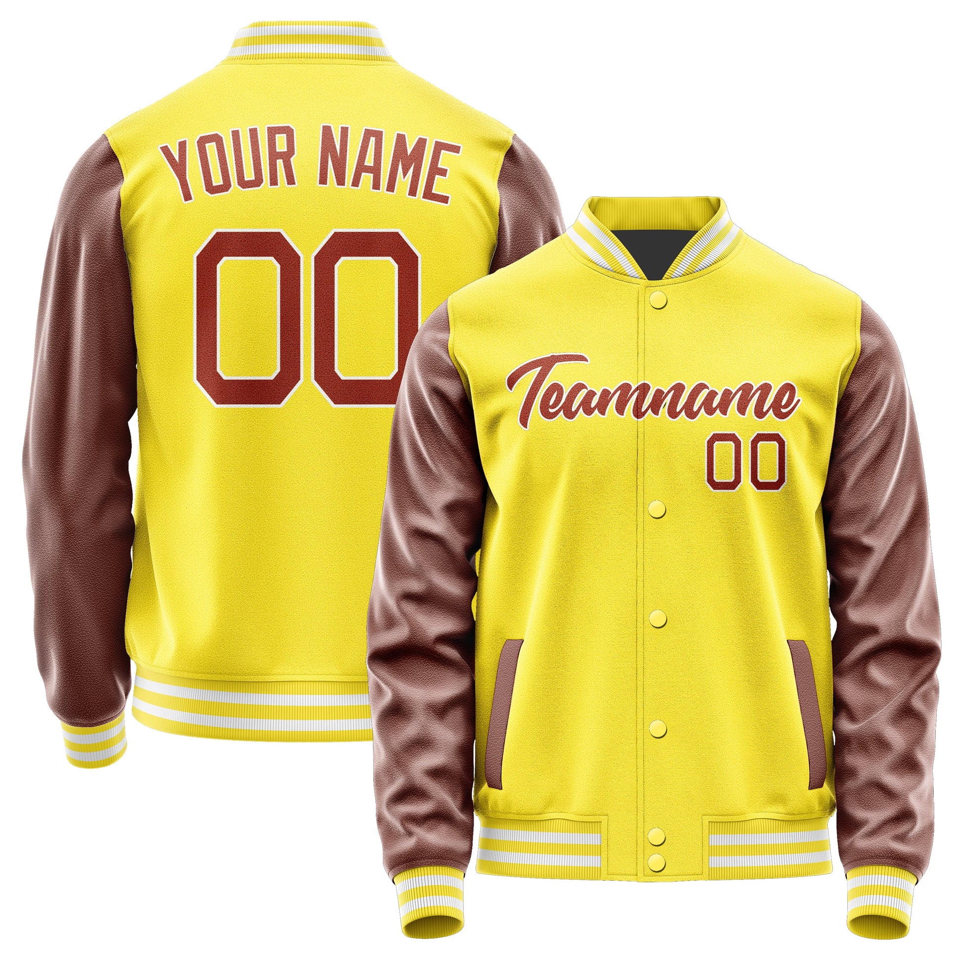 Custom Light Yellow Coral Red Jacket JA2626162618B21816